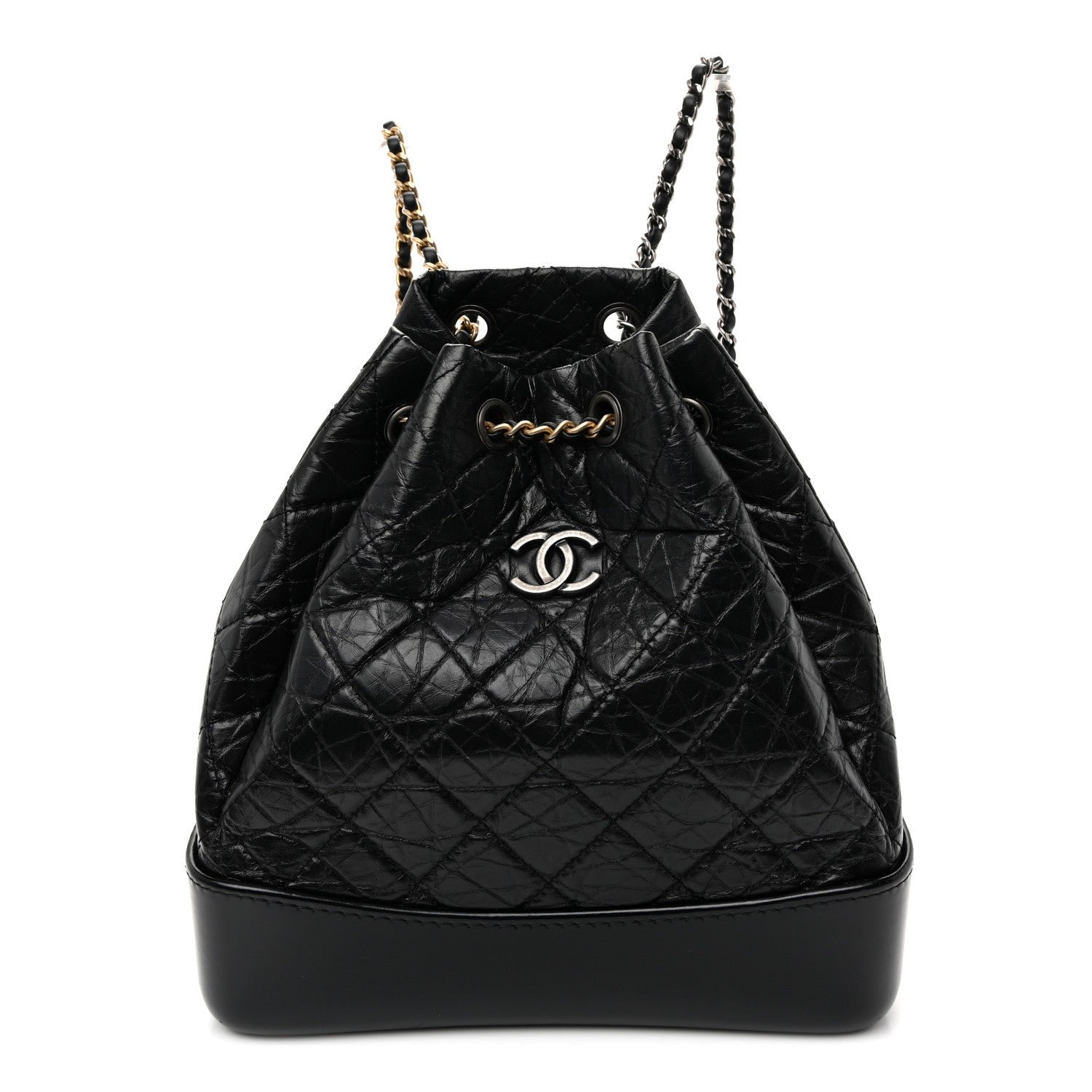 Chanel Aged Calfskin Quilted Small Gabrielle Backpack Black