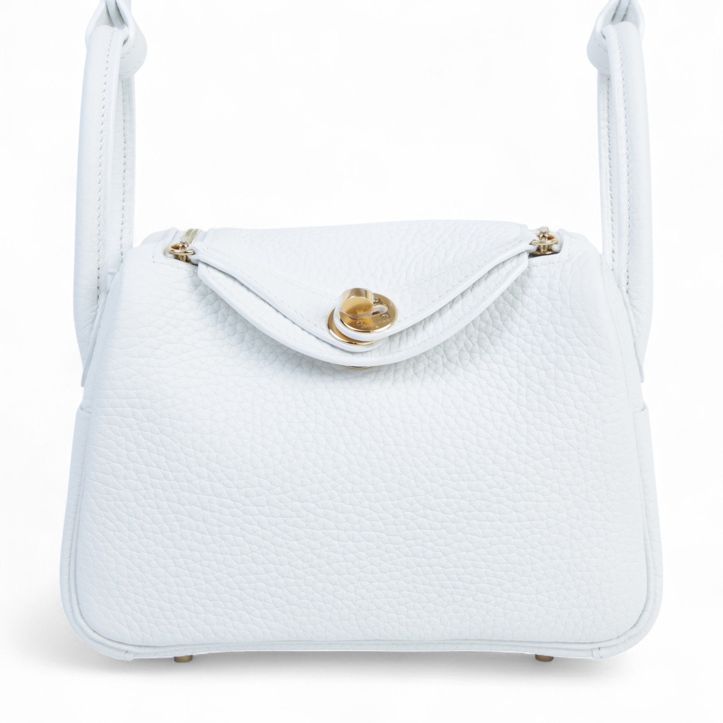 Brand New ( Rank N )  HERMÈS  Mini Lindy II New White (0U) Clemence Gold hardware W (2024)