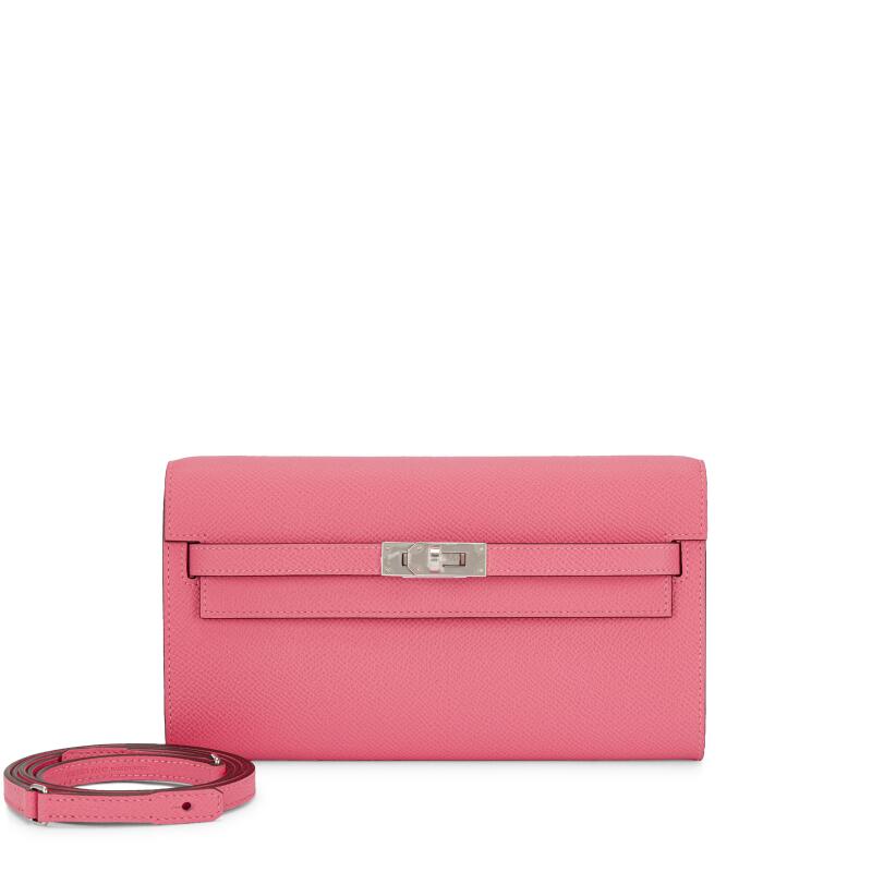 Hermes Rose Azalee Epsom Kelly-To-Go Wallet Palladium Hardware, 2025