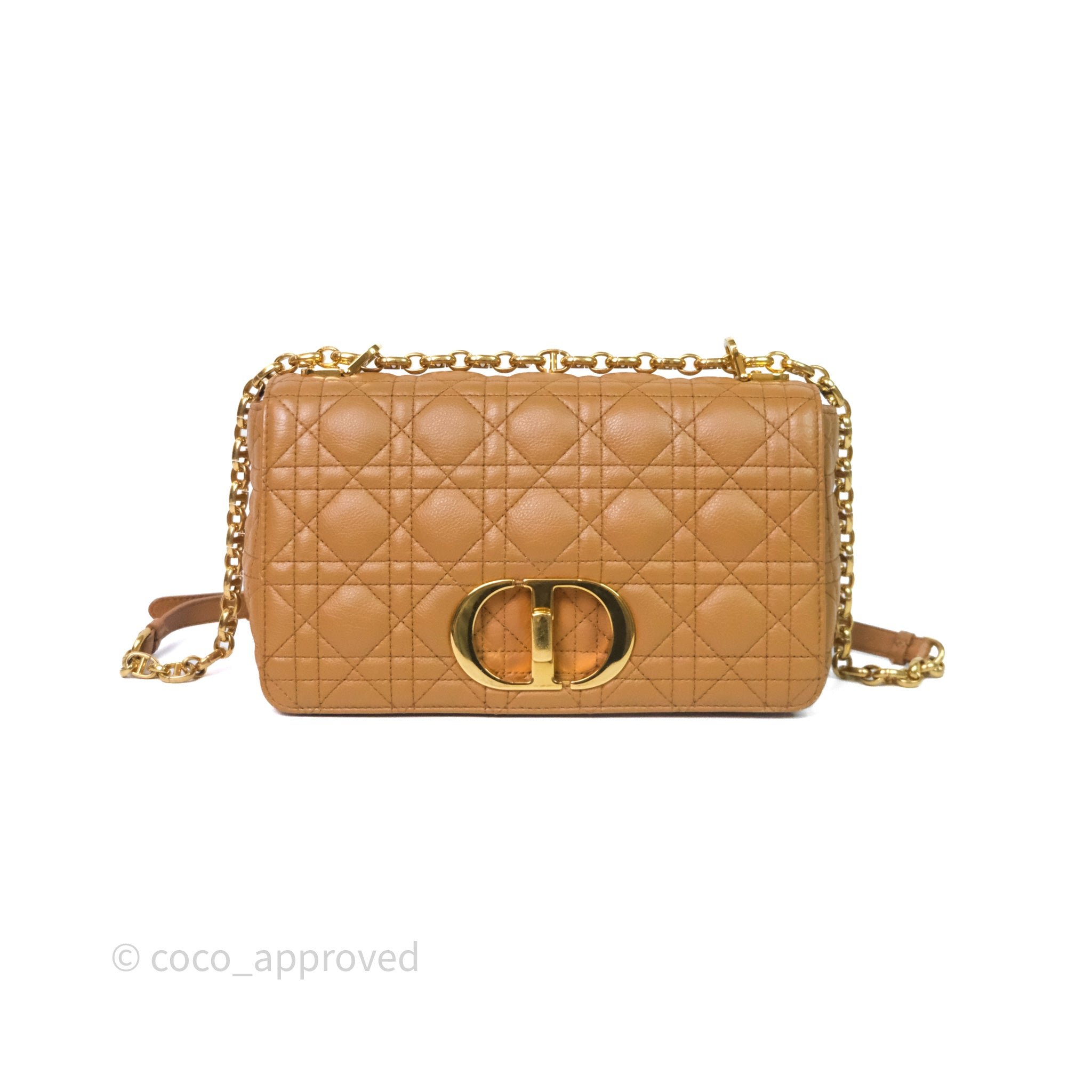 Christian Dior Caro Bag Medium Caramel Cannage Calfskin Gold Hardware