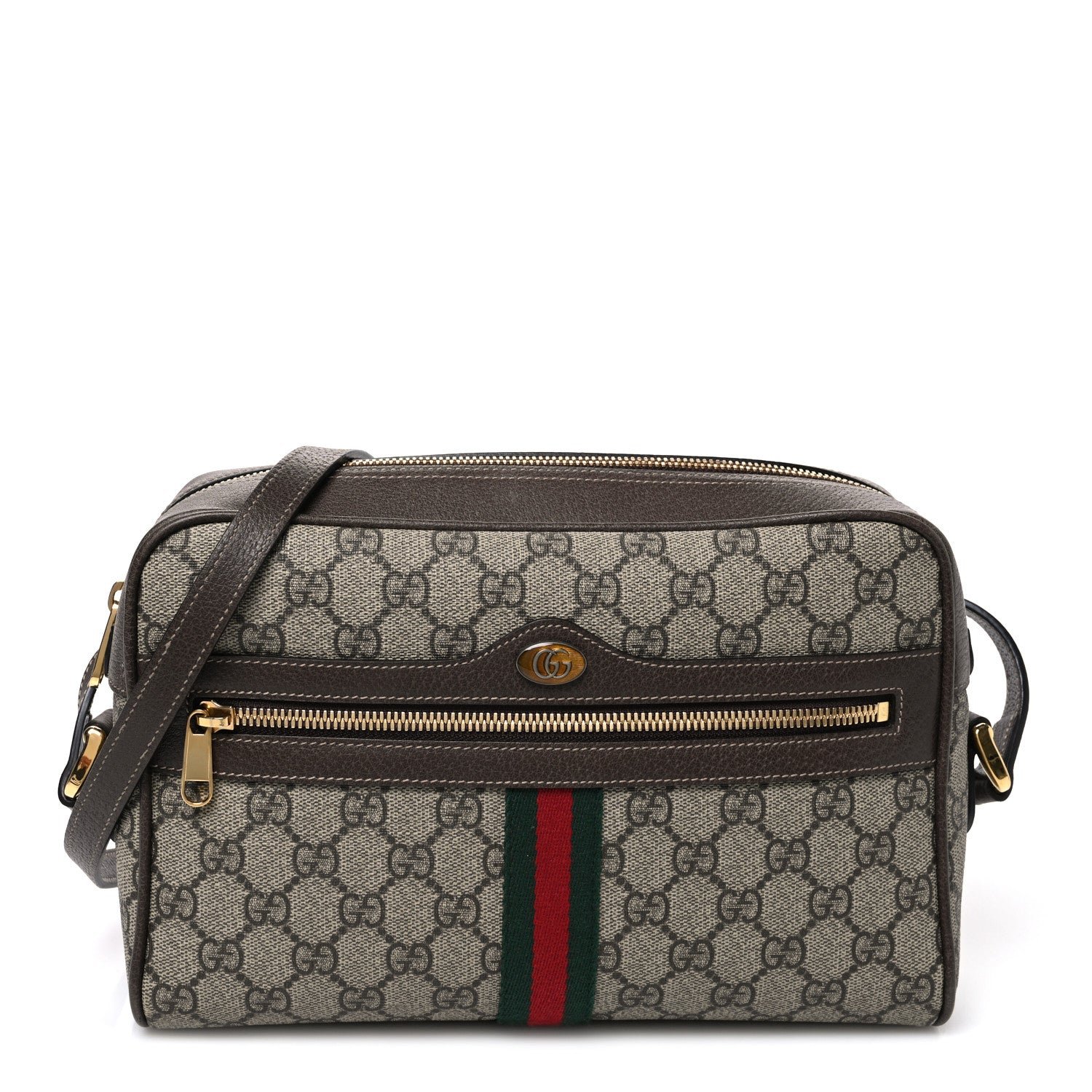 Gucci GG Supreme Monogram Web Small Ophidia Shoulder Bag Brown