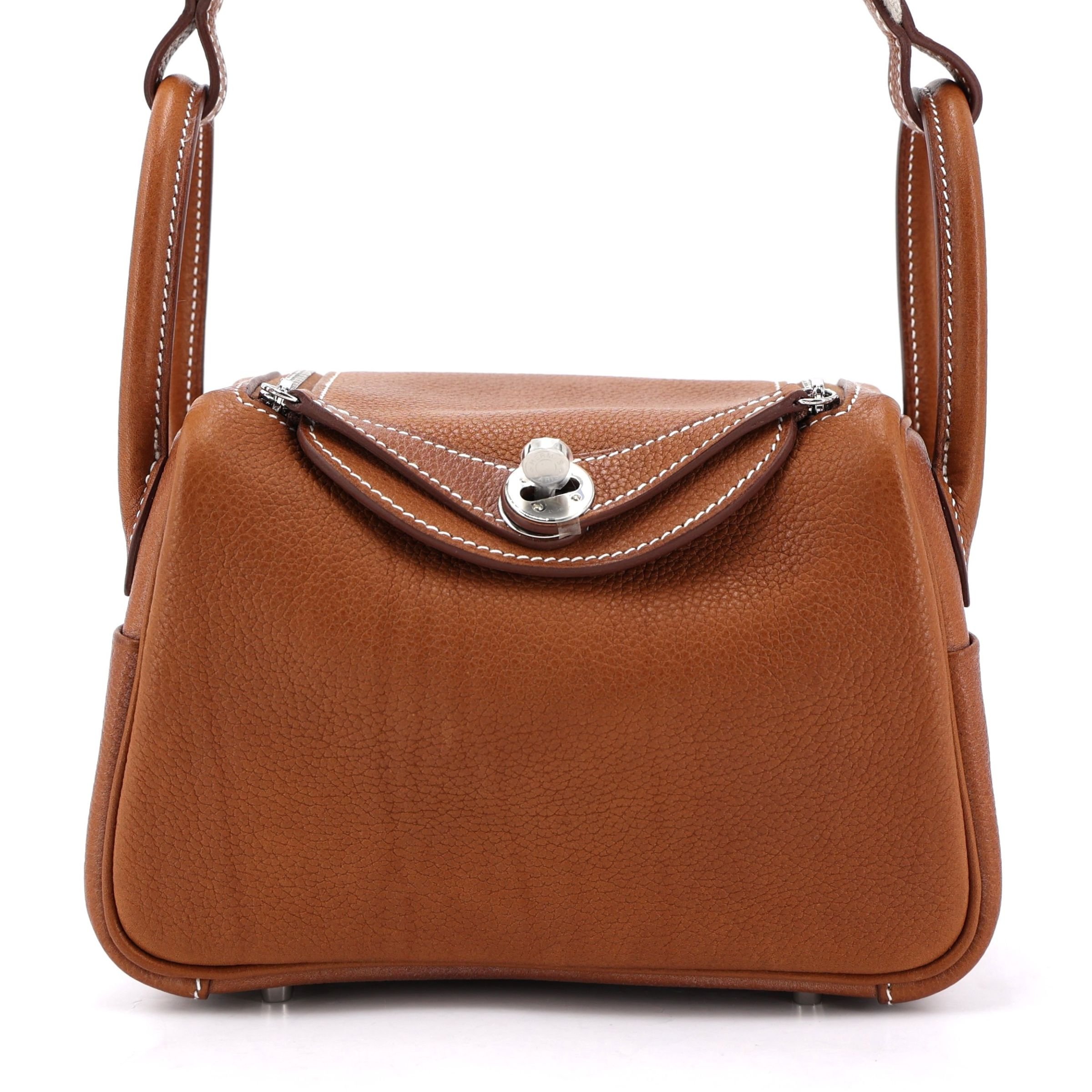 Unused ( Rank NS ) HERMÈS Mini Lindy II Fauve (34) Ficelle (17) Barenia Faubourg Palladium hardware W (2024)