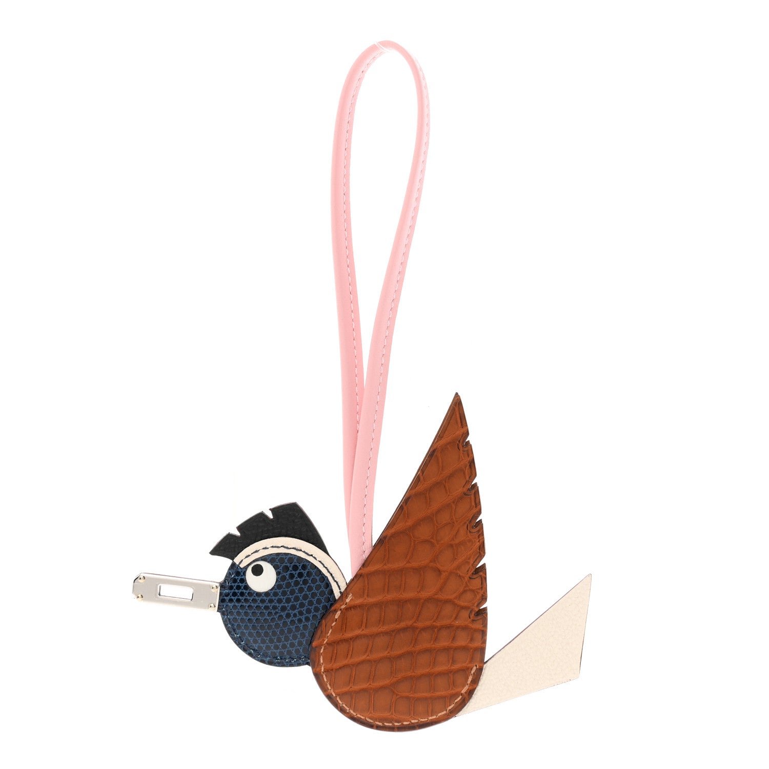 Epsom Swift Matte Alligator Lizard Birdy Bag Charm  Fauve Nata Black White Bleu Saphir Rose Sakura