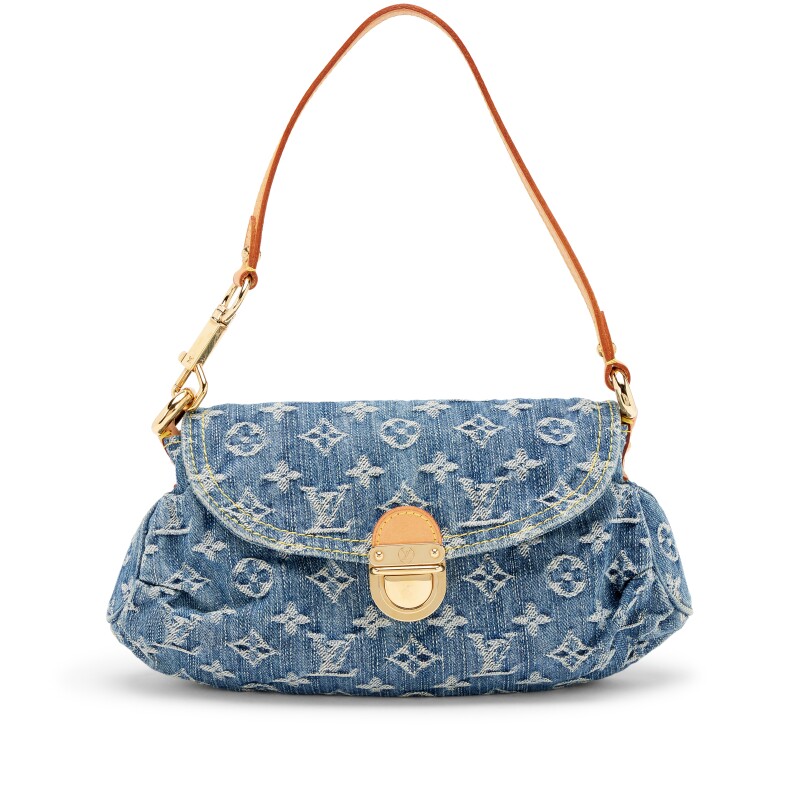 Blue Monogram Denim Mini Pleaty Gold Hardware, 2008