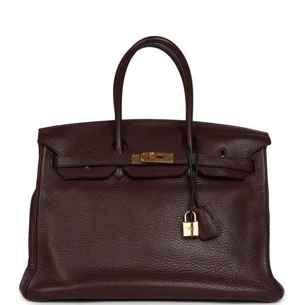Pre-owned Hermes Birkin 35 Prune Clemence Gold Hardware