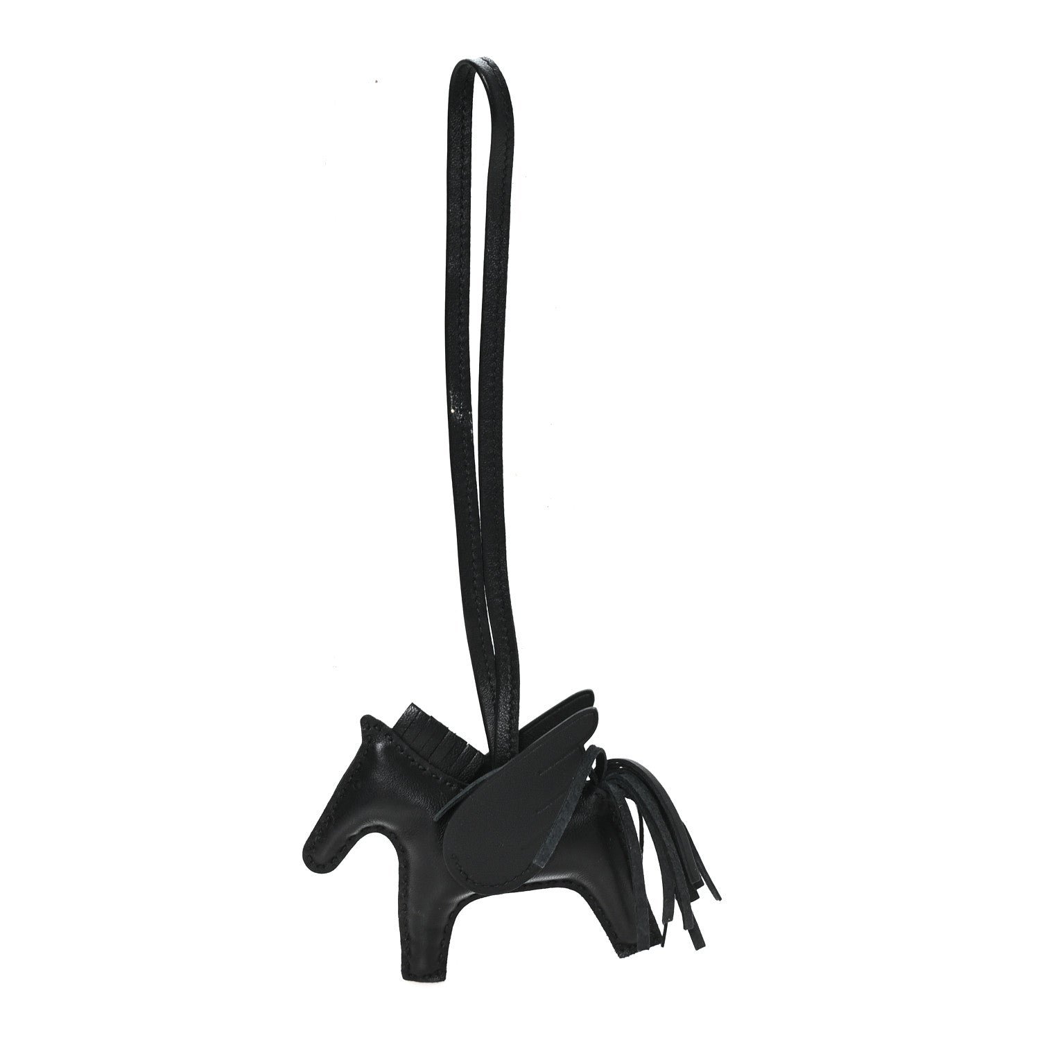 Hermes Milo Lambskin Grigri Rodeo Pegase Horse Bag Charm PM So Black