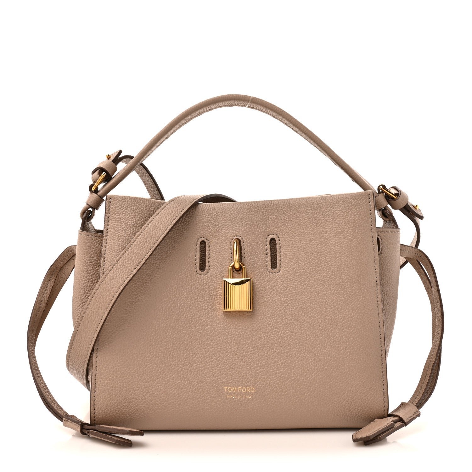 Tom Ford Tom Ford Grained Calfskin Small Padlock Top Handle Beige