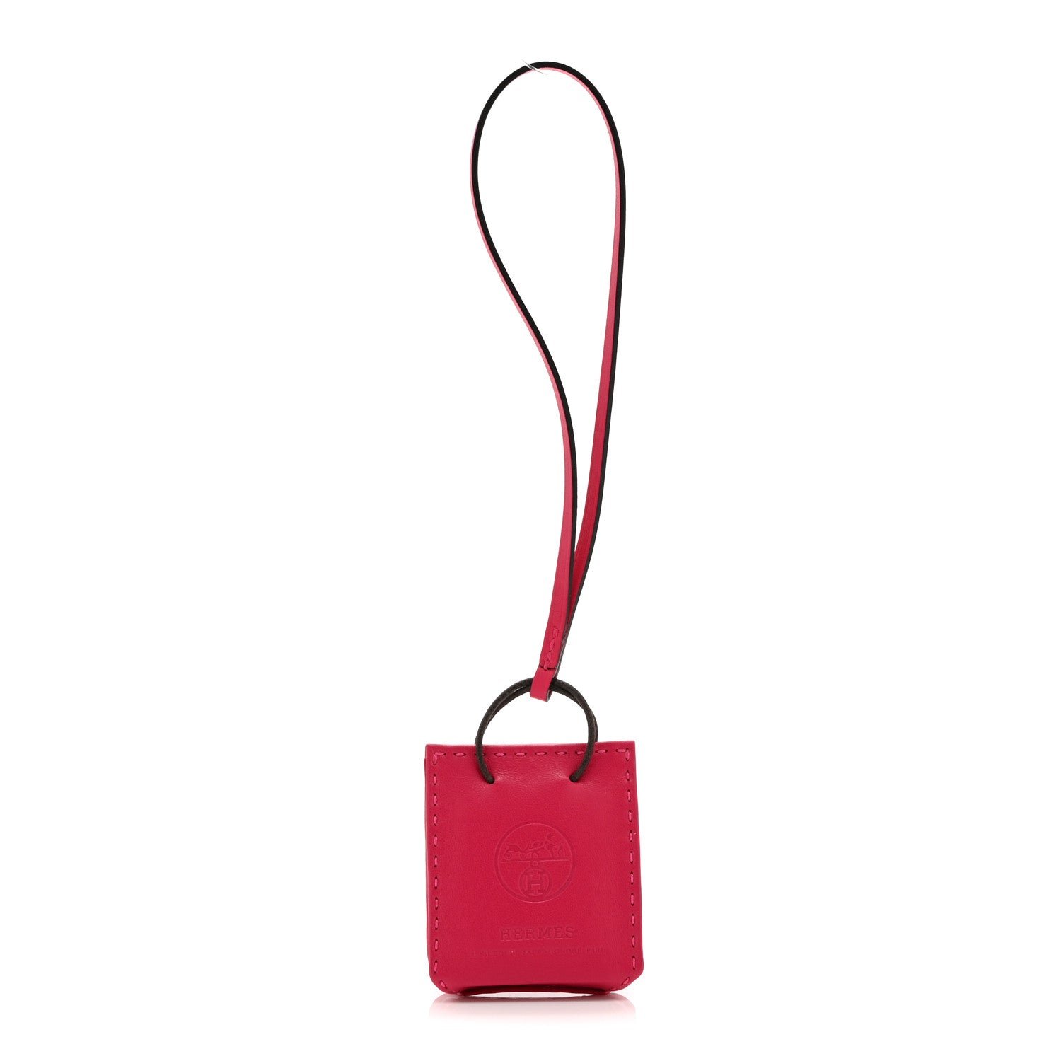 Hermes Milo Lambskin Swift Shopping Bag Charm Rose Mexico