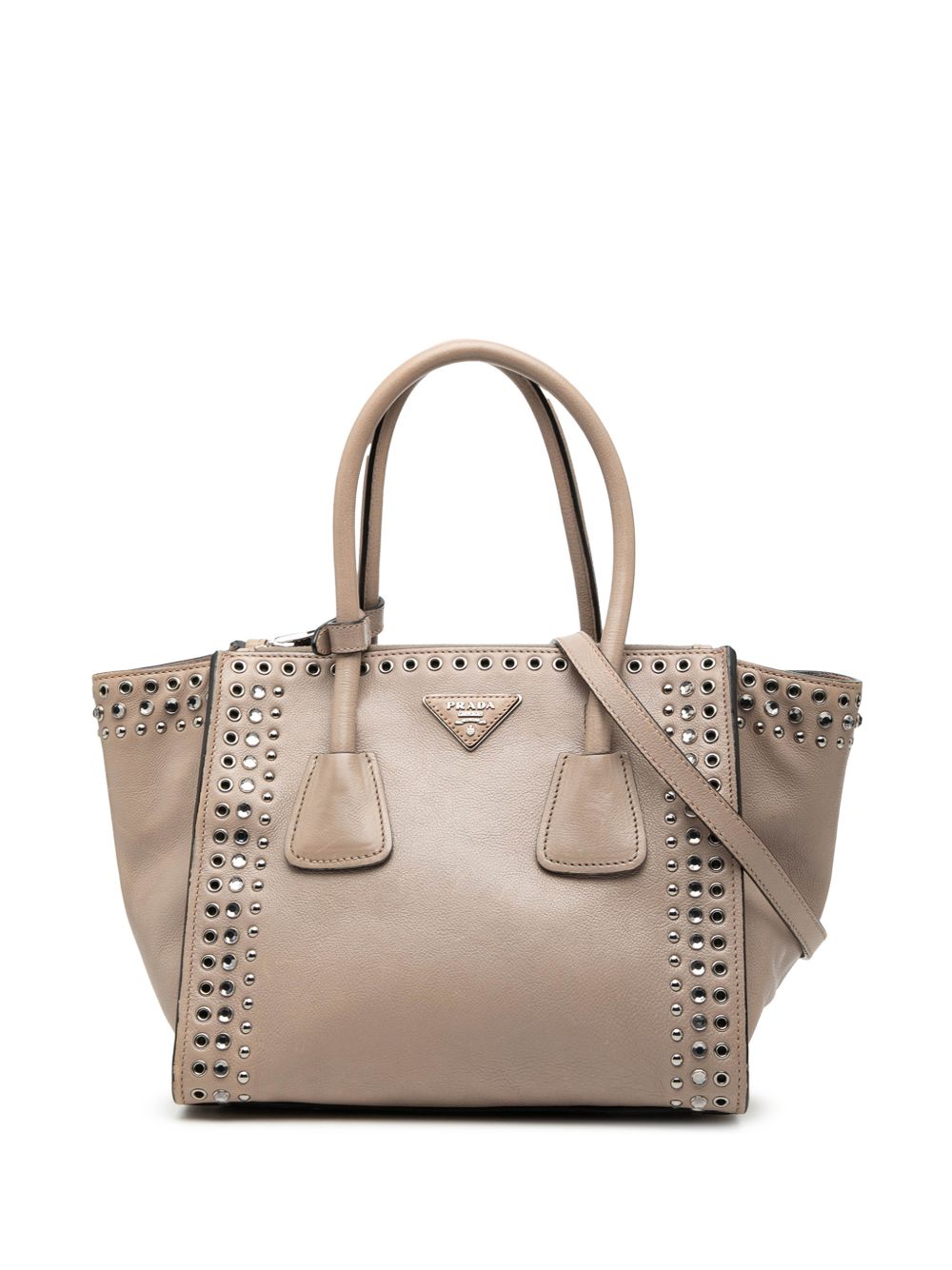 Prada 2013-2025 Glace Calf Studded Twin Pocket satchel