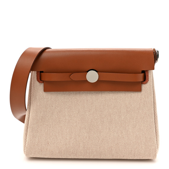 Hermes Military Toile Vache Hunter Herbag Zip Retourne 20 Ecru Beige Fauve