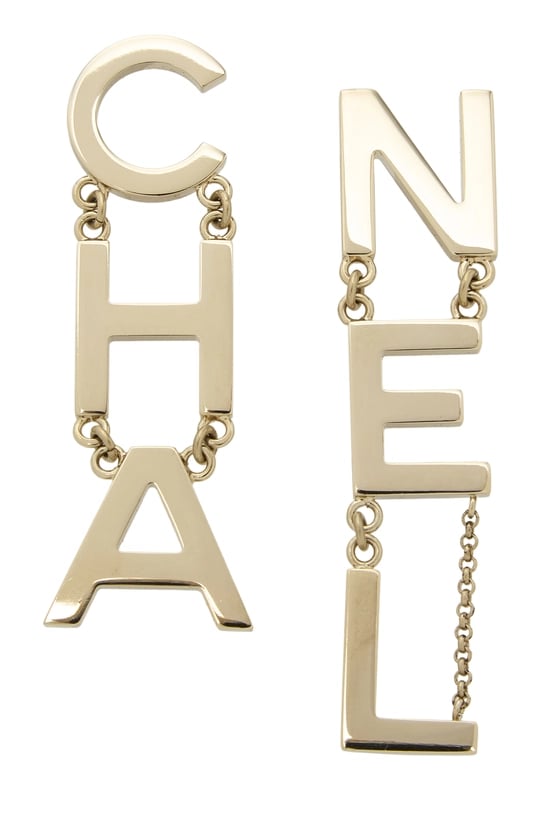 Gold Logo Dangle Earrings