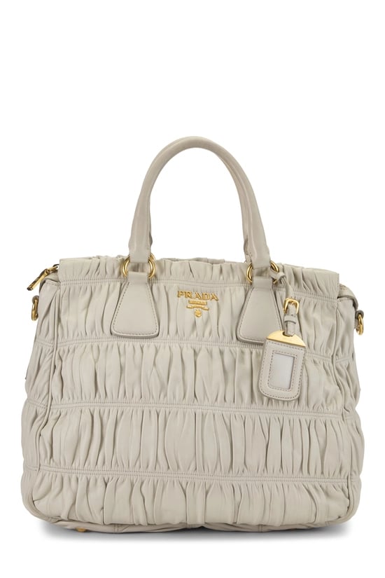 White Nappa Gaufre Convertible Tote