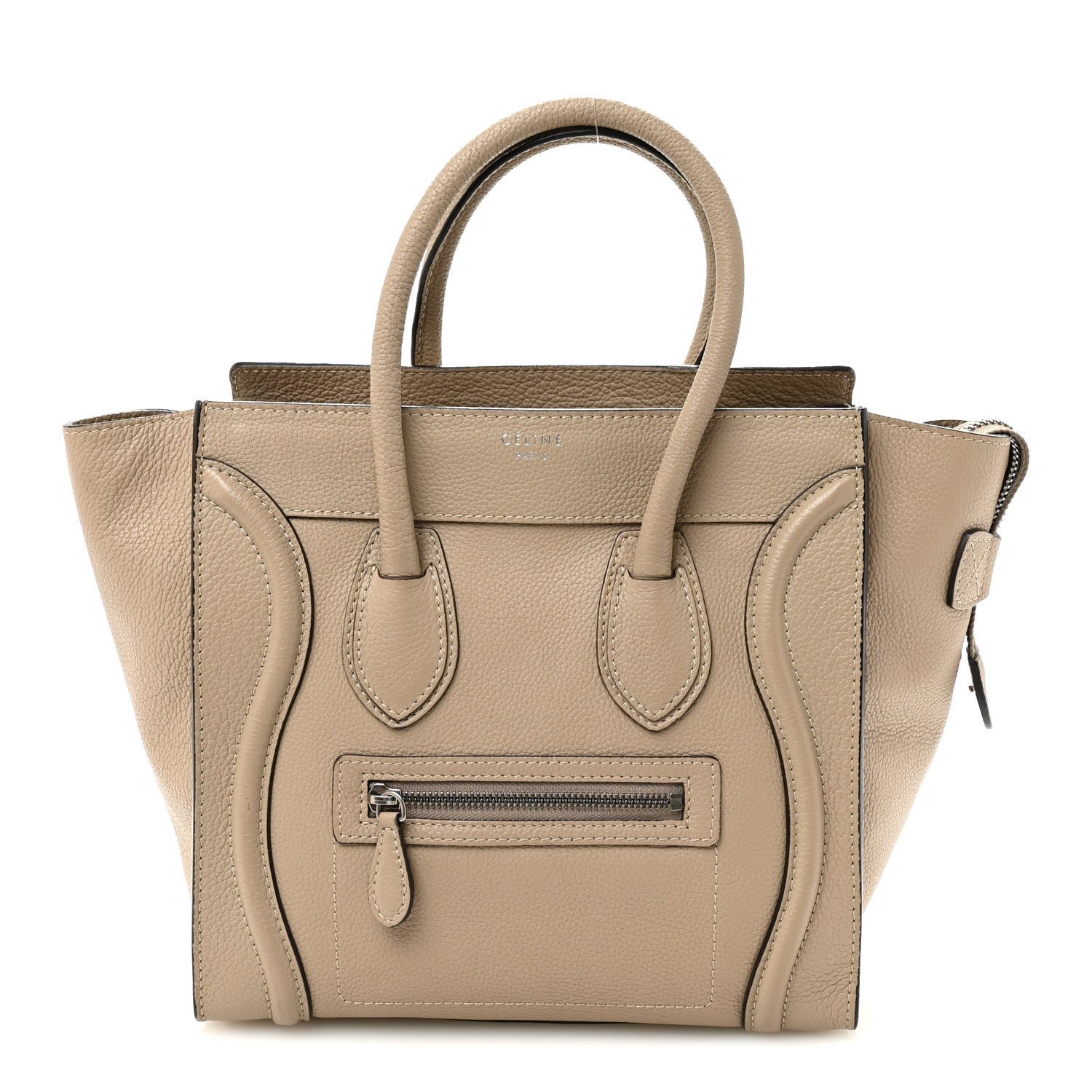 Celine Drummed Calfskin Micro Luggage Dune
