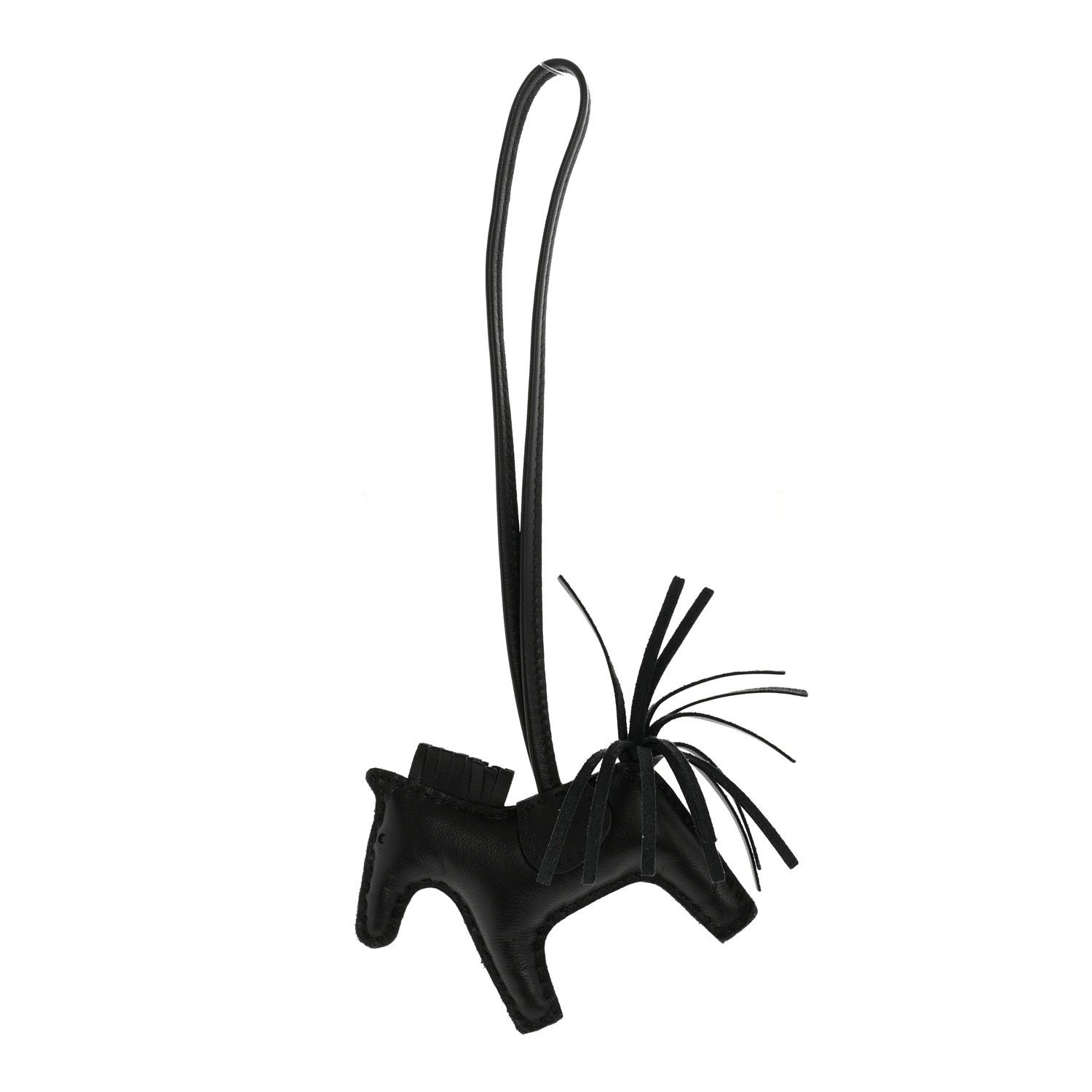 Hermes Milo Lambskin Grigri Rodeo Horse Bag Charm PM So Black