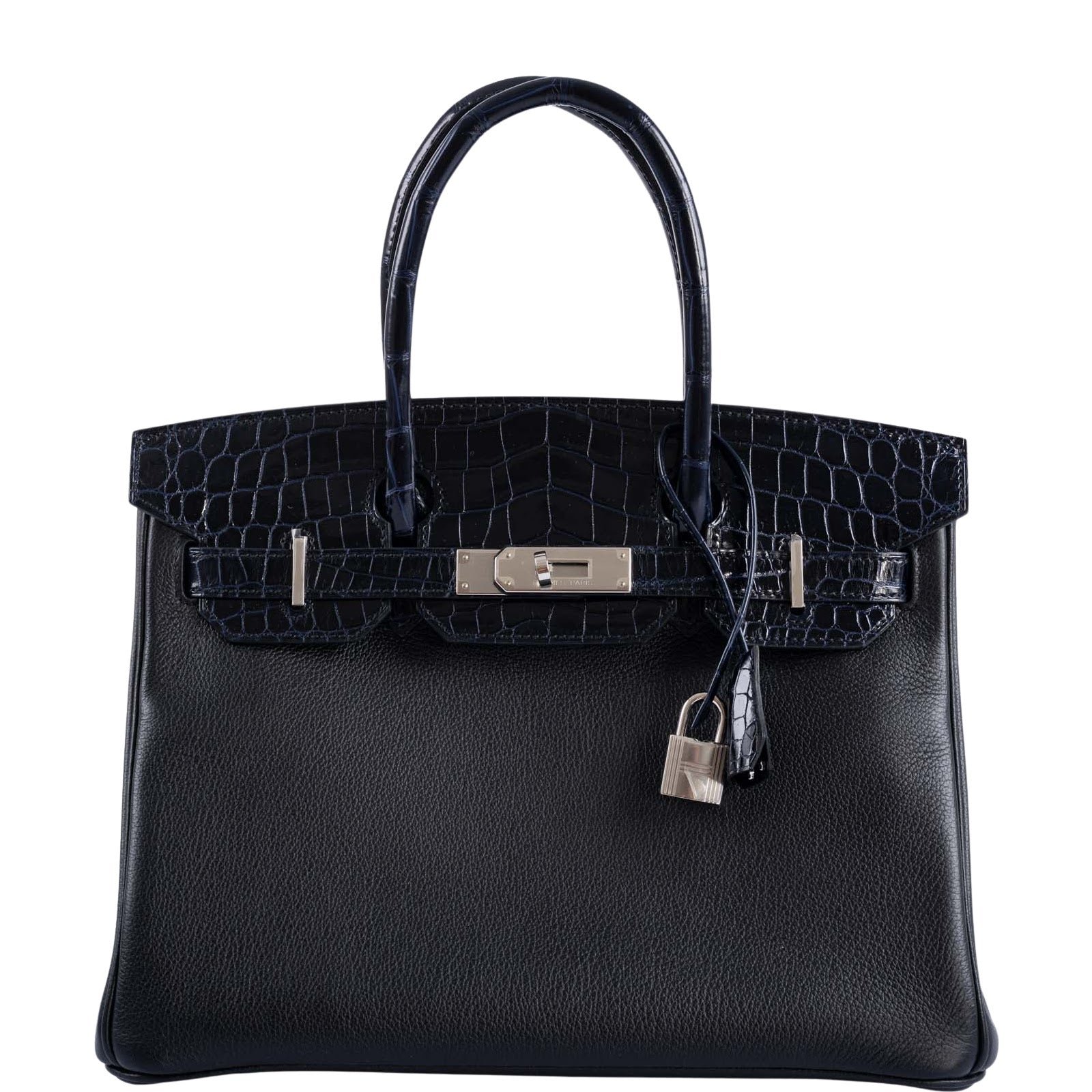 Hermes Hermès Birkin 30 Touch Shiny Bleu Marine Nilo Crocodile Black Novillo Palladium Hardware