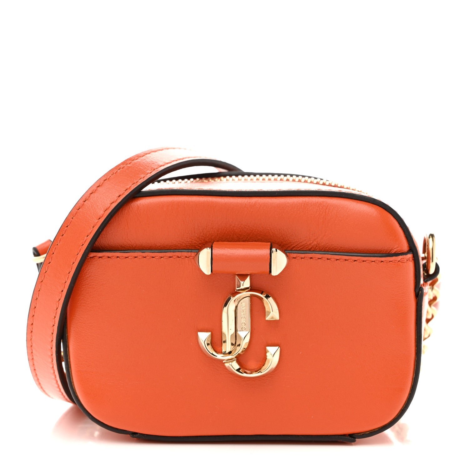 Jimmy Choo Jimmy Choo Calfskin Micro Hale Crossbody Amber Orange
