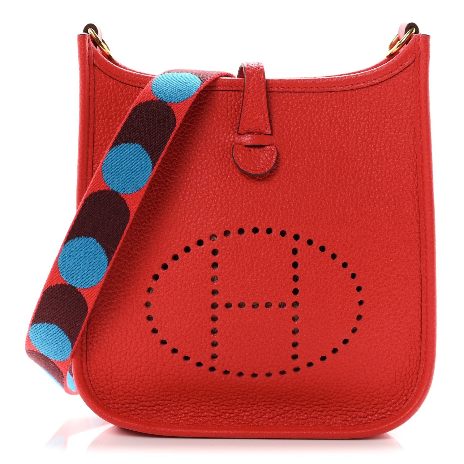 Hermes Taurillon Maurice Flipperball Sangle Evelyne TPM Rouge De Coeur Bleu Frida