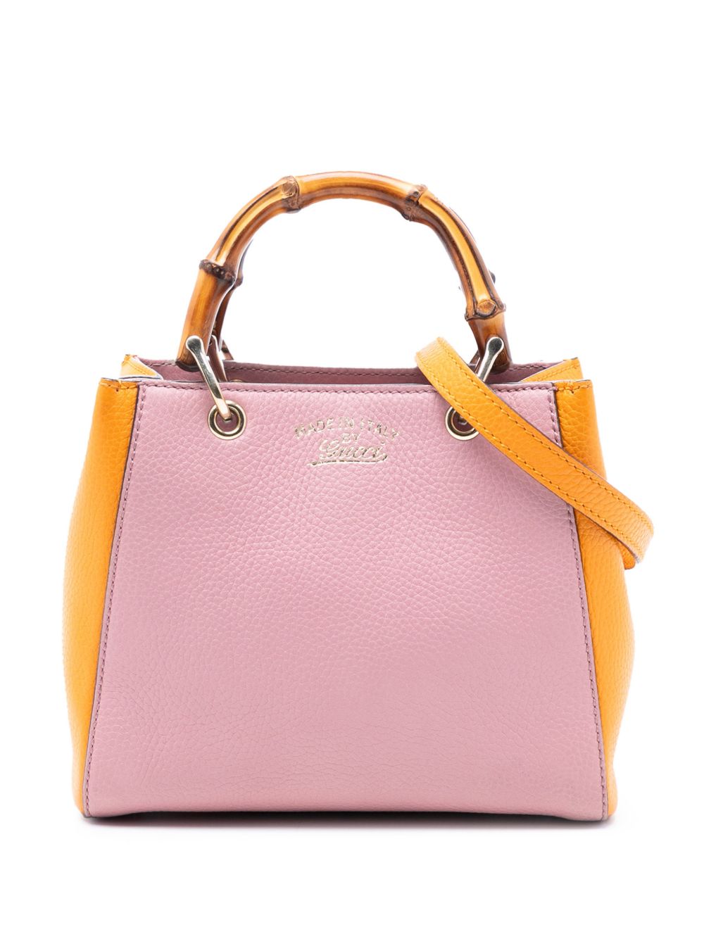 2016-2025 Mini Bicolor Calfskin Bamboo Shopper satchel