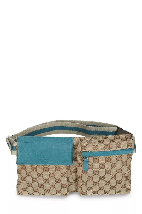 Blue Original GG Canvas Double Pocket Waist Pouch