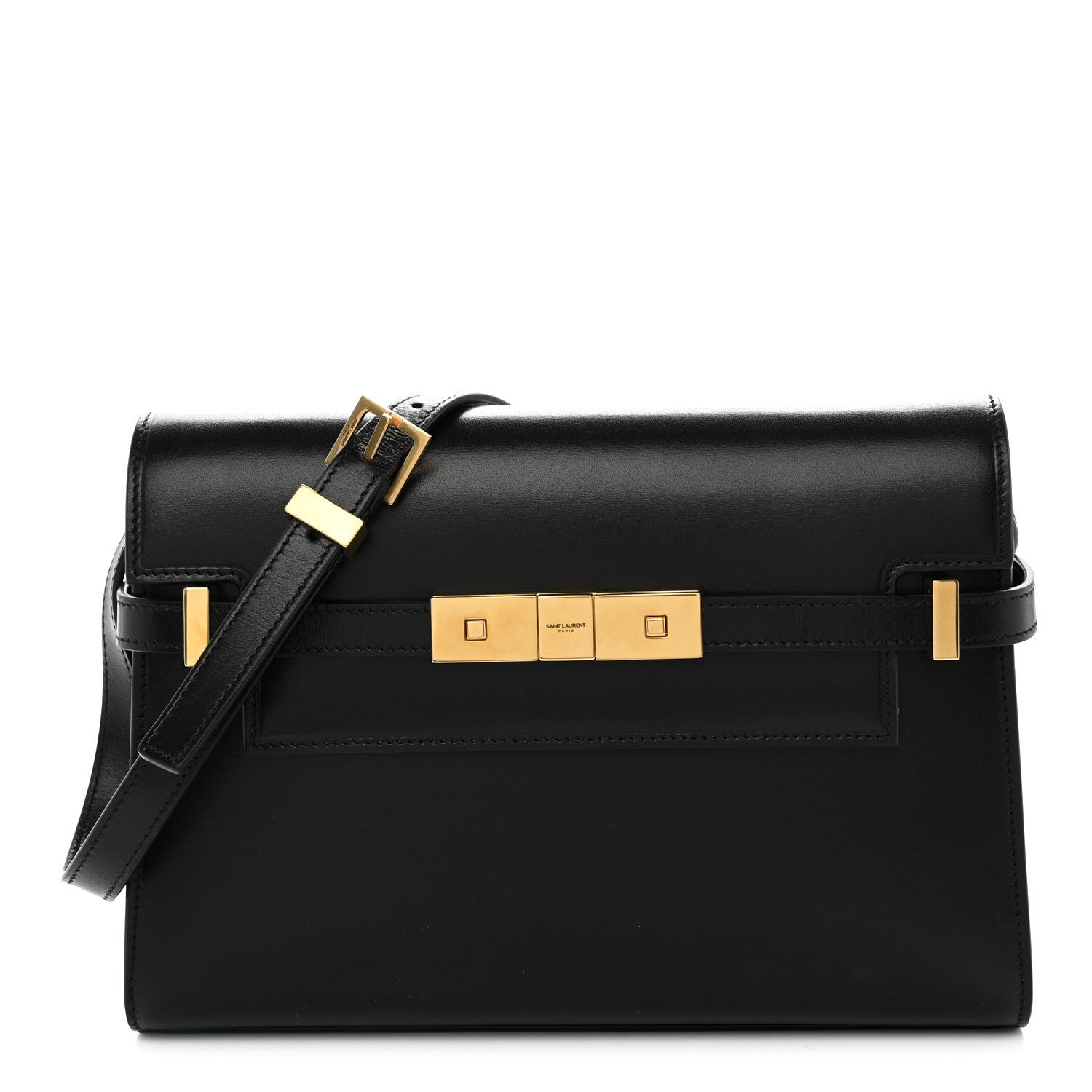 Saint Laurent Smooth Calfskin Small Manhattan Shoulder Bag Black