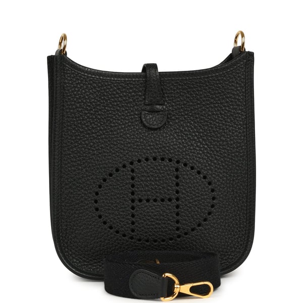 Pre-owned Hermes Evelyne TPM Black Clemence Gold Hardware