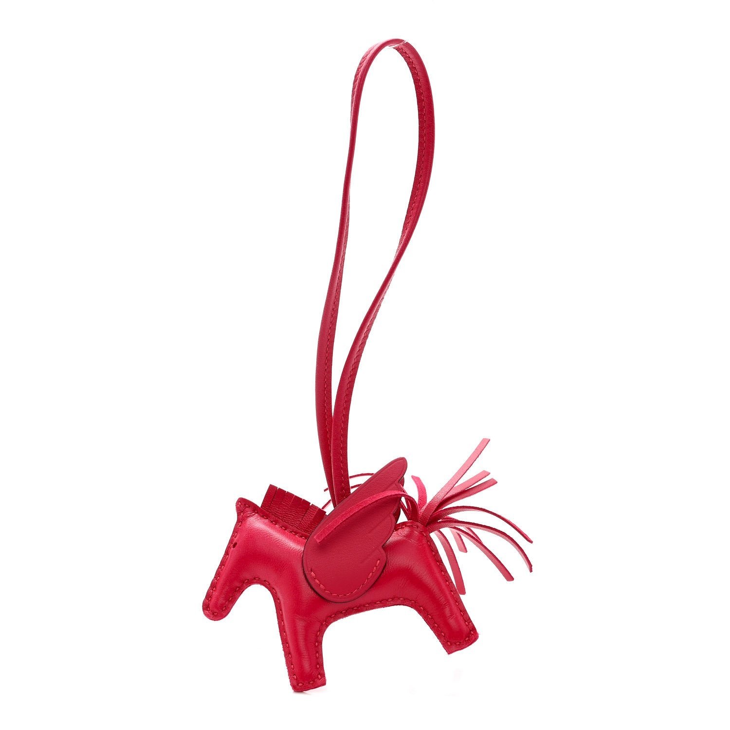 Hermes Milo Lambskin Grigri Rodeo Pegase Horse Bag Charm PM Framboise