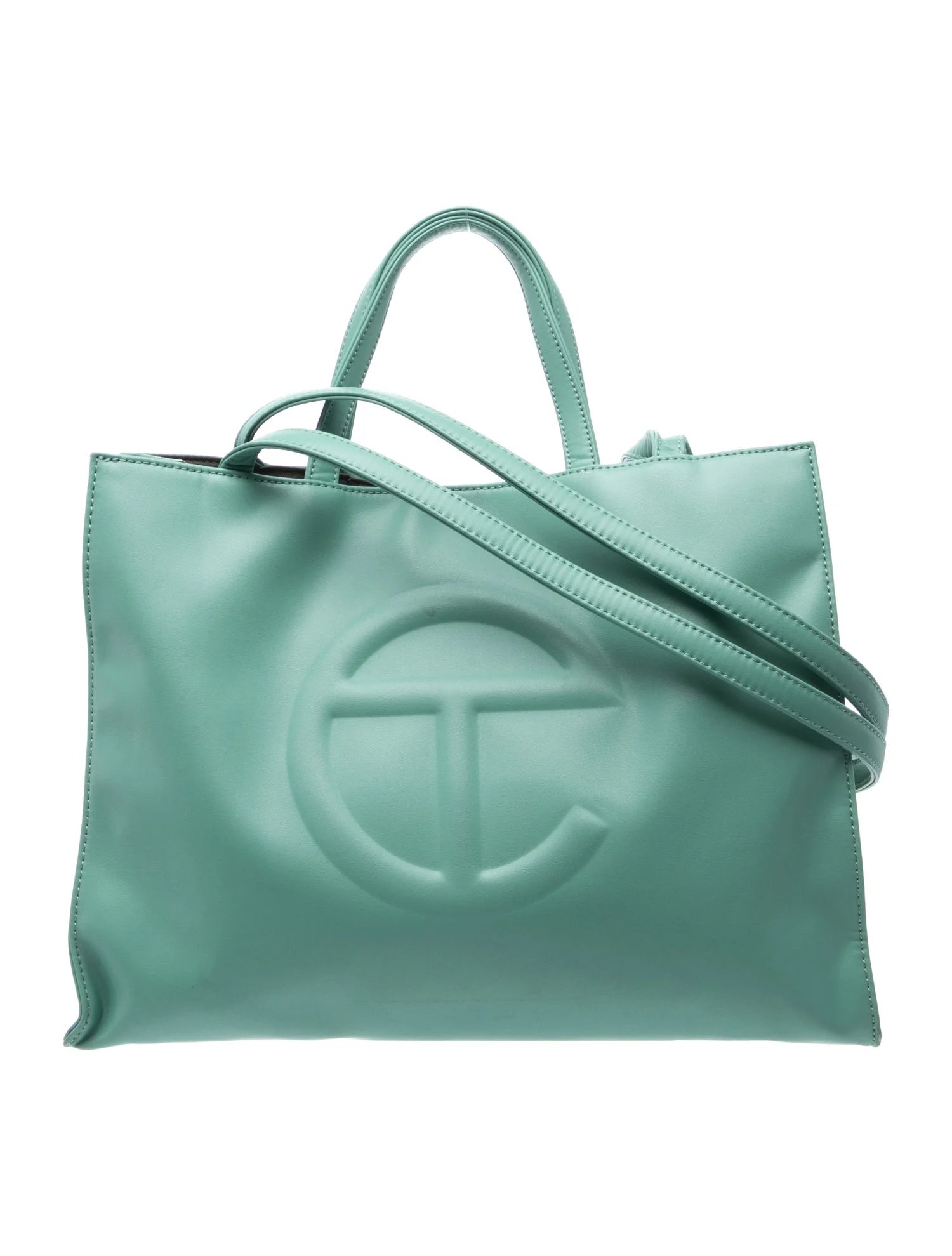 Vegan Leather Medium Sage Shopping Bag