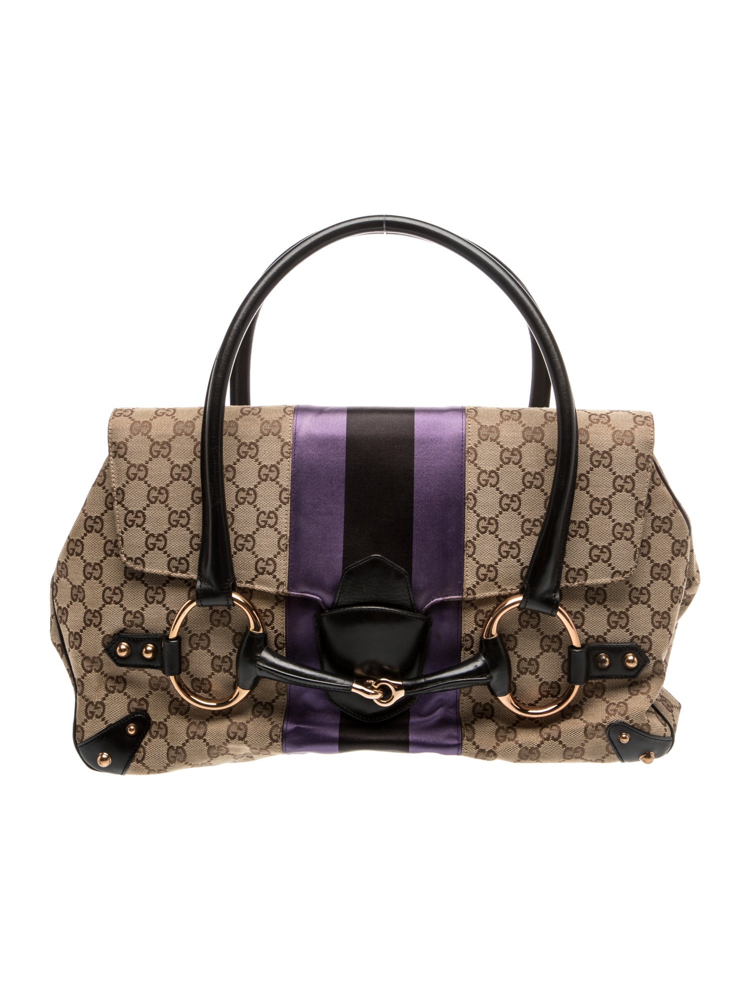 GG Canvas Vintage Horsebit Web Flap Bag