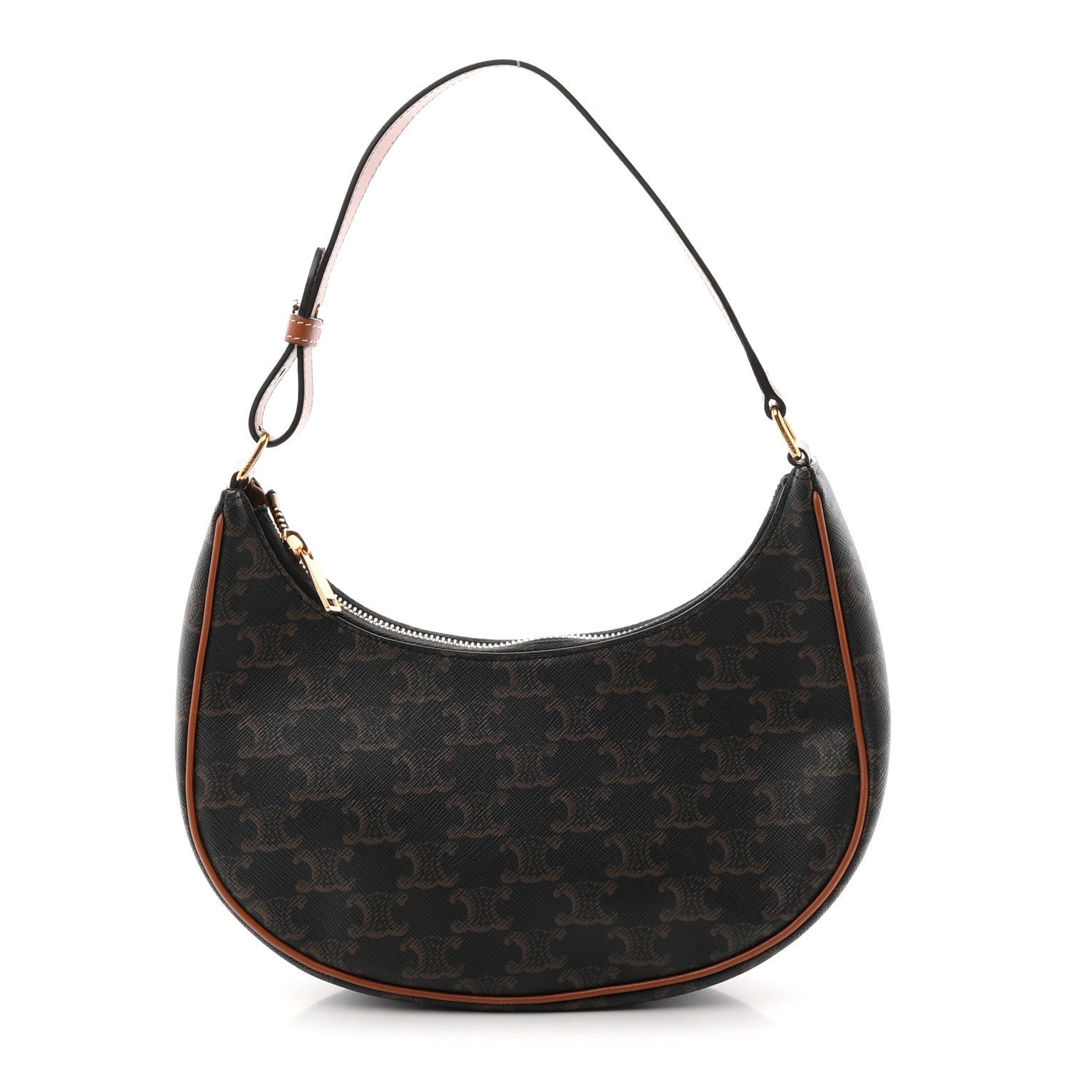 Celine Triomphe Canvas Calfskin Ava Shoulder Bag Tan