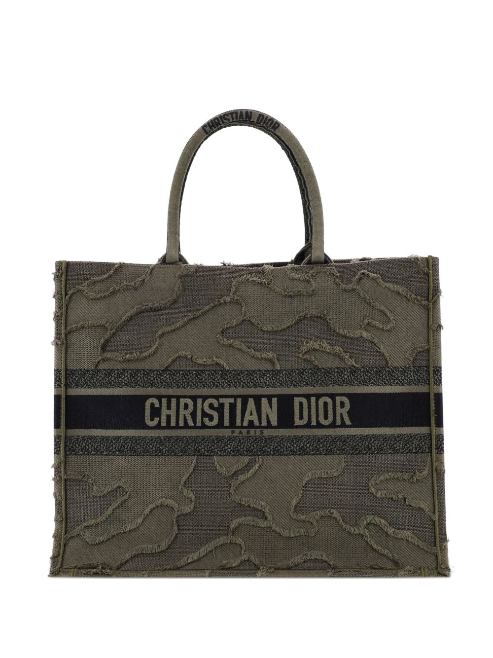 Book Camouflage Embroidered Canvas Large tote bag