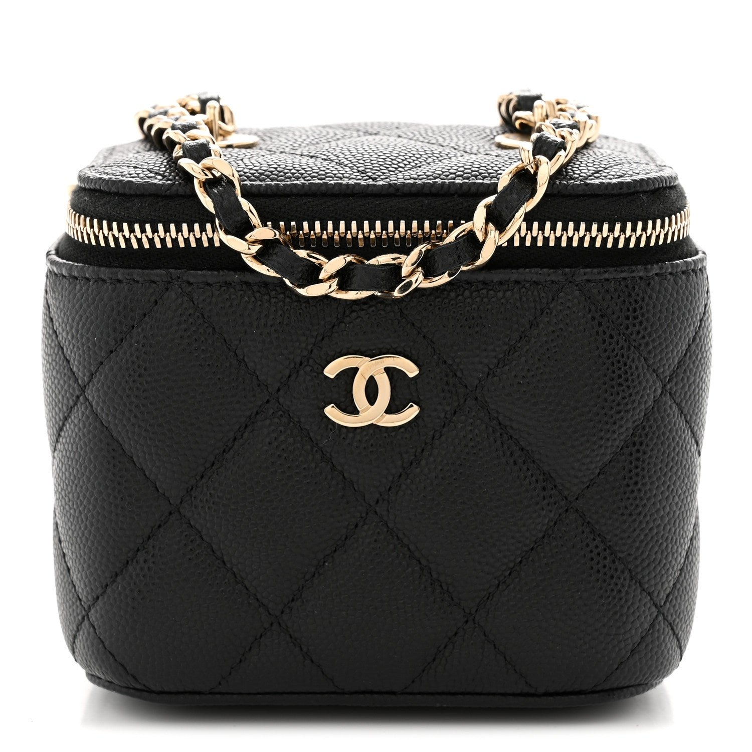 Chanel Caviar Quilted Mini Vanity Case With Chain Black