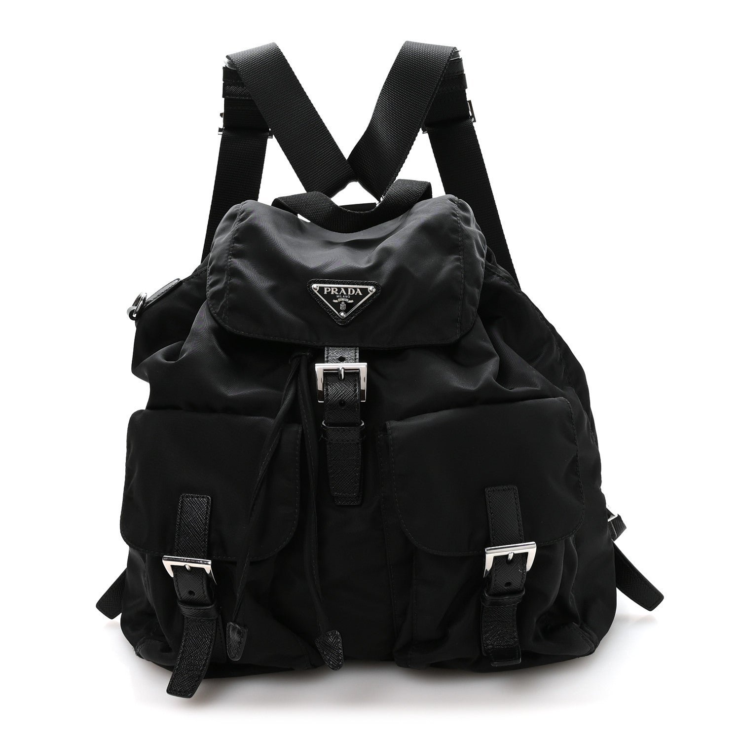 Prada Prada Re-Nylon Vela Saffiano Medium Backpack Black