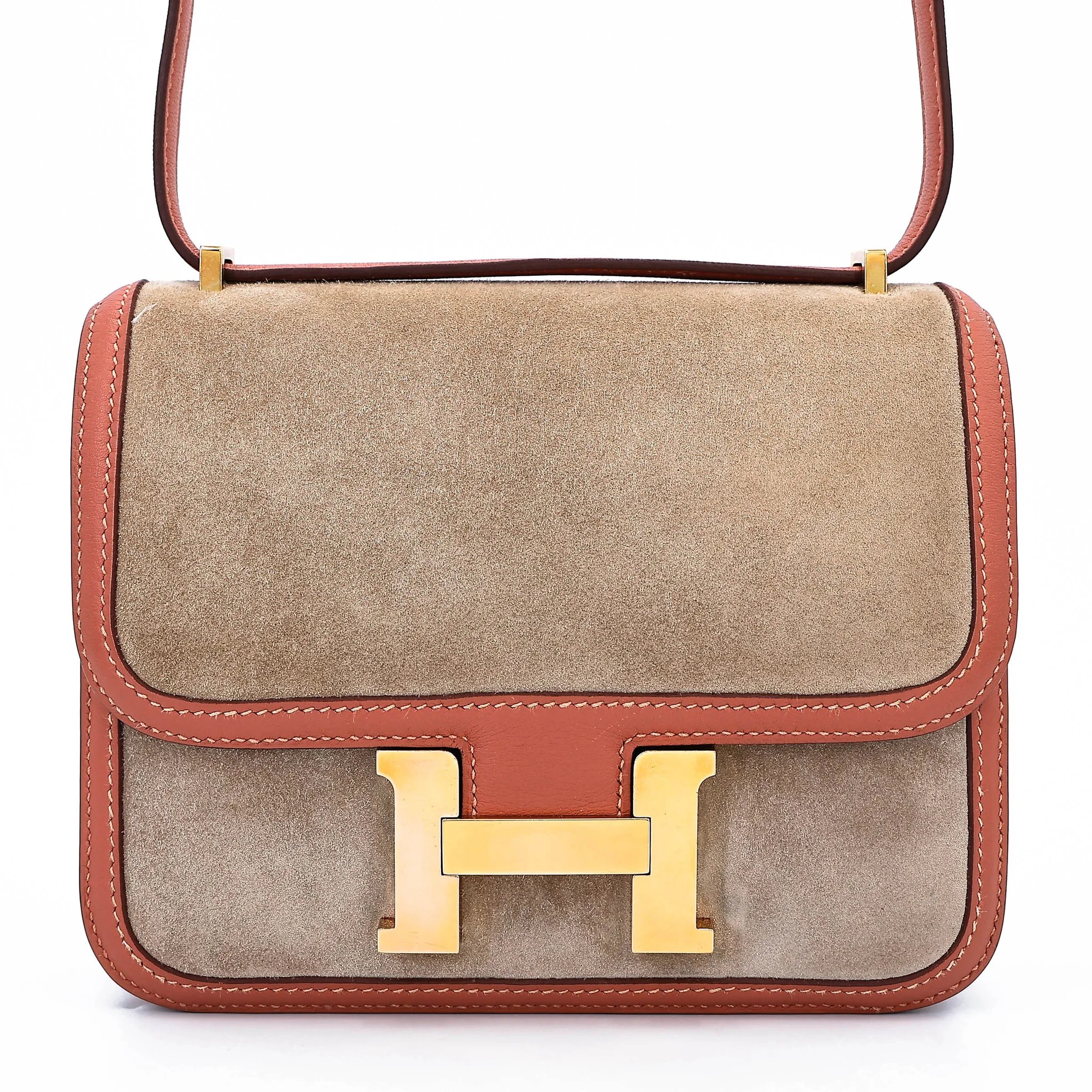 Very Good ( Rank A) HERMÈS Constance Mini Rosy (5V) Doblis Suede Swift Gold hardware R (2014)