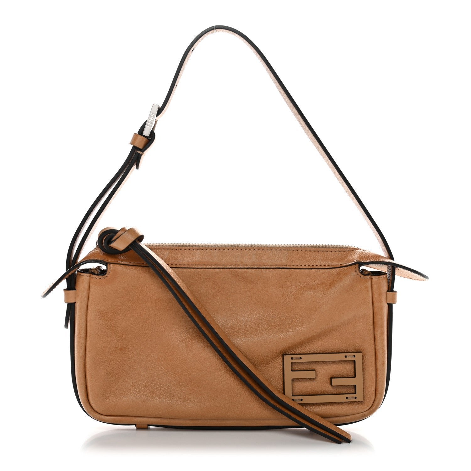 Fendi Fendi Vitello Mini Simply Fendi Shoulder Bag Miele Scuro