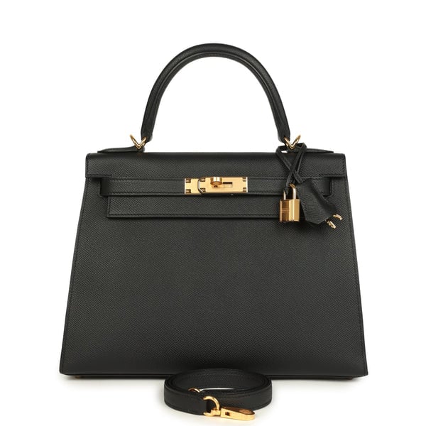 Hermes Hermes Kelly Sellier 28 Black Epsom Gold Hardware