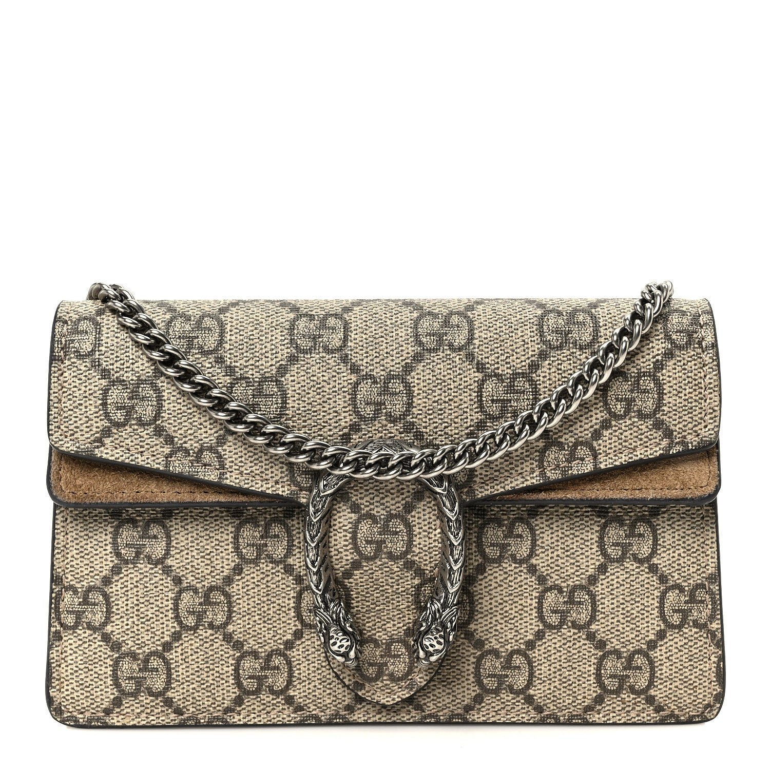 Gucci GG Supreme Monogram Super Mini Dionysus Shoulder Bag Taupe