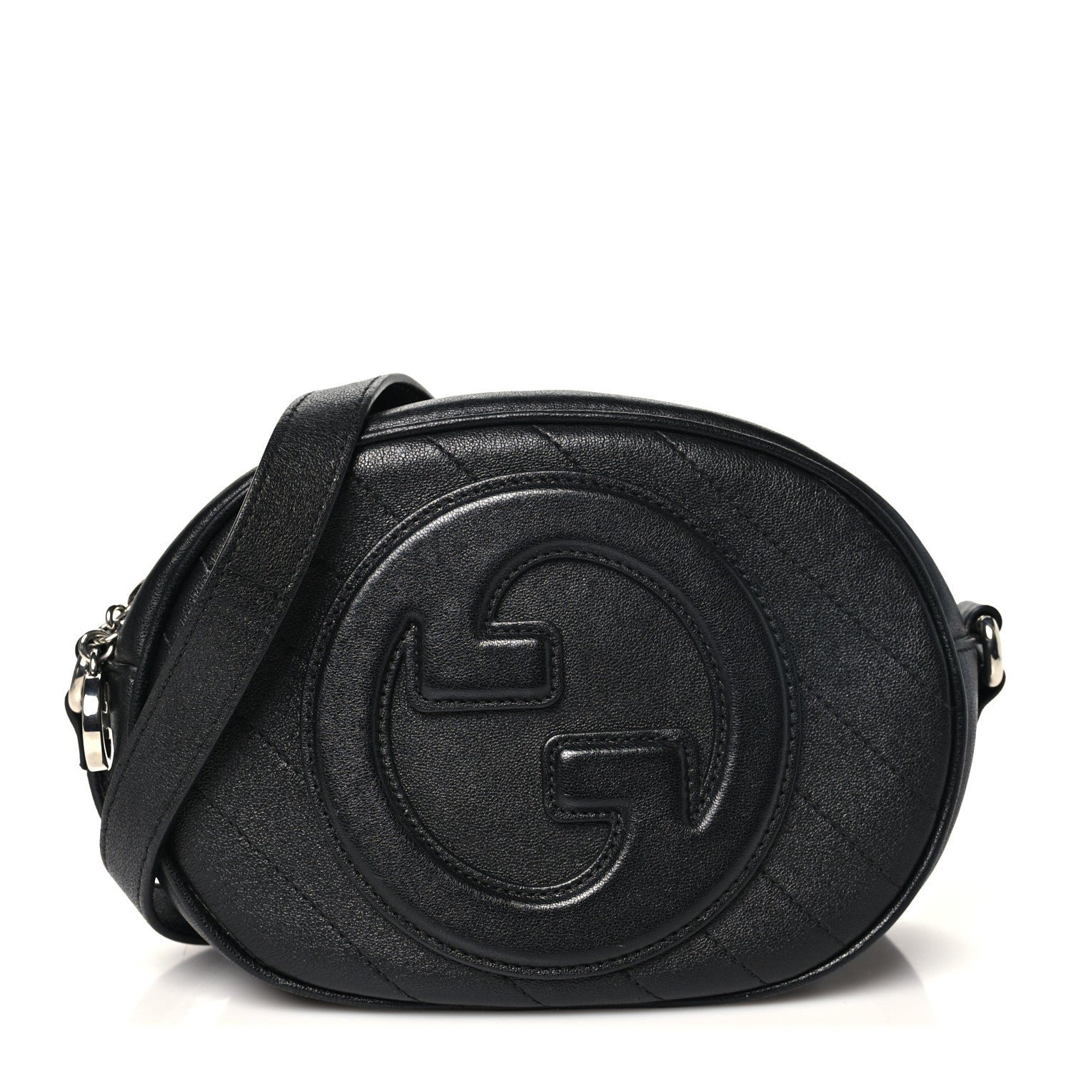 Gucci Sakai Be Green Calfskin Diagonal Stitched Mini Blondie Shoulder Bag Black