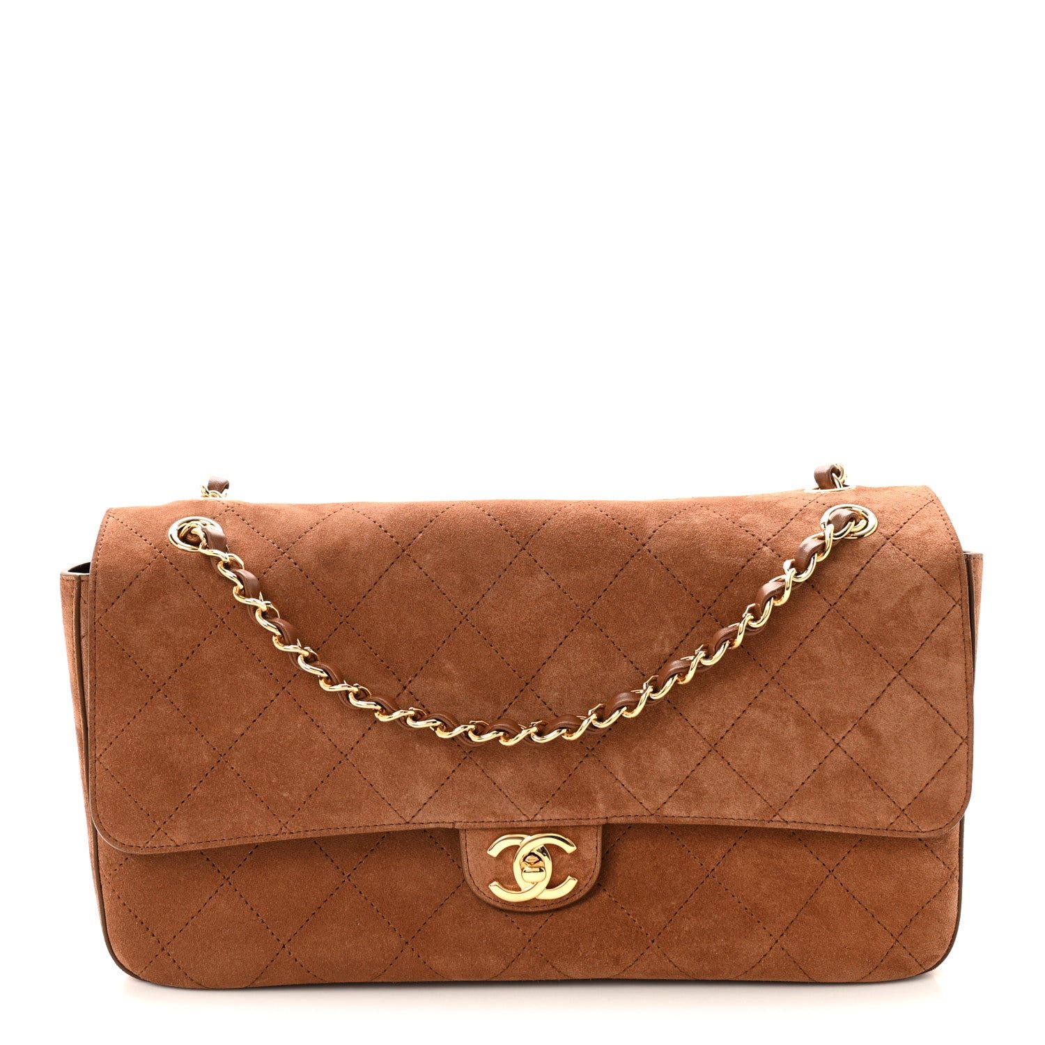 Chanel Suede Calfskin Small Souplissimo Maxi Flap Camel