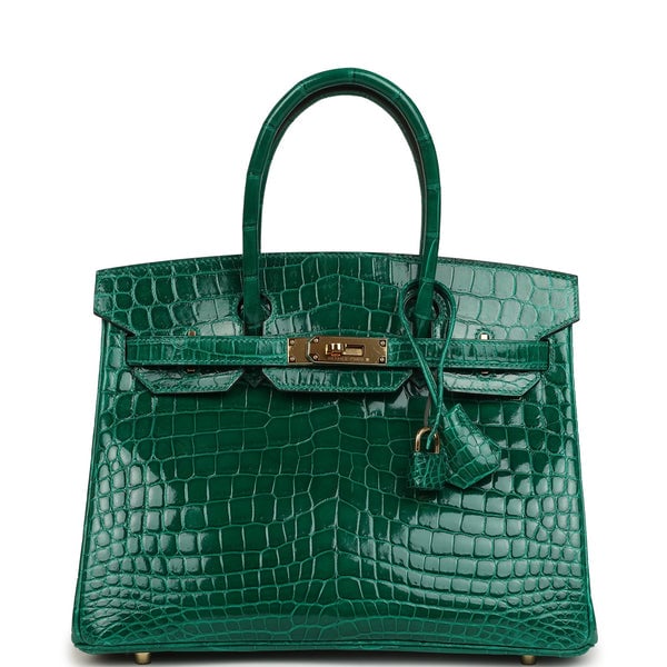 Hermes Pre-owned Hermes Birkin 30 Vert Emerald Shiny Niloticus Crocodile Gold Hardware