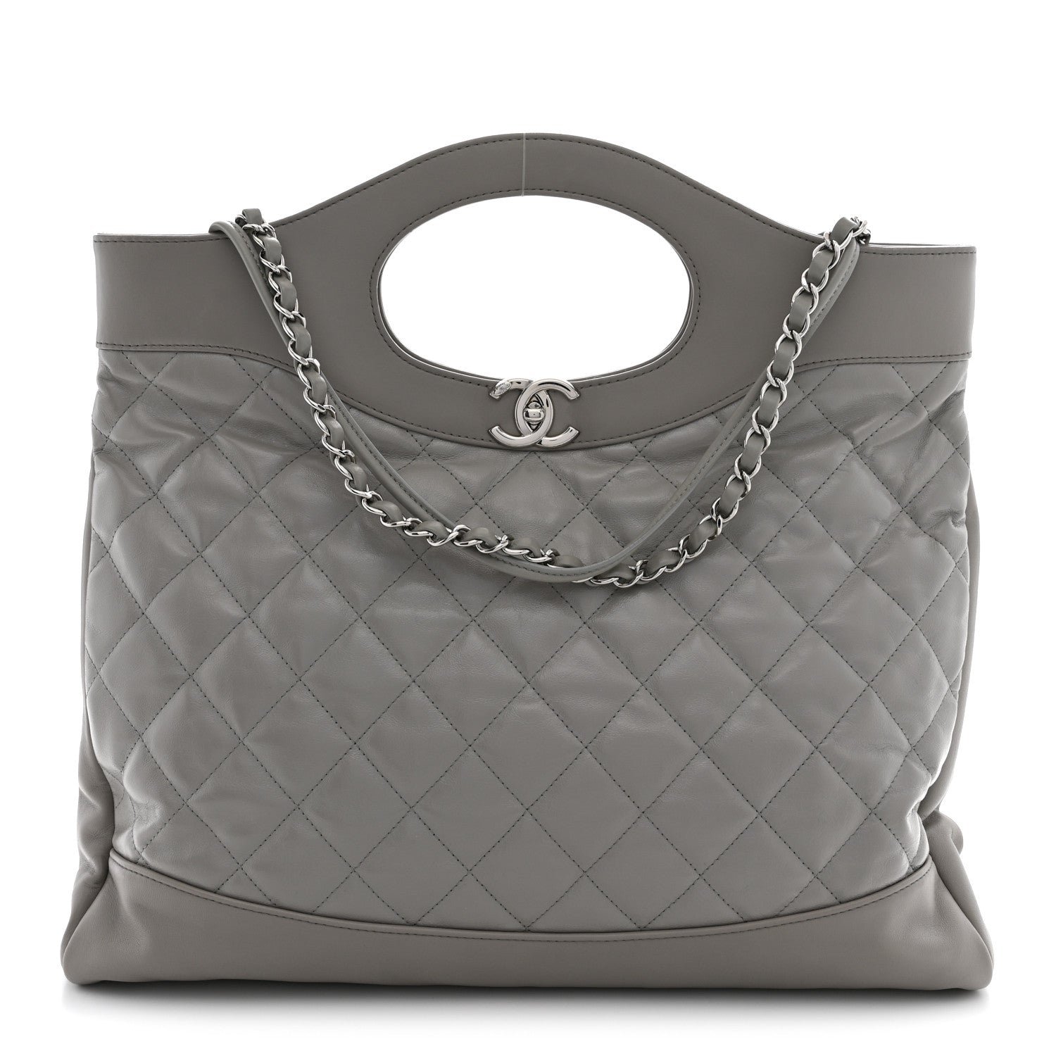Chanel Lambskin Quilted Large 31 Shopping Bag Grey