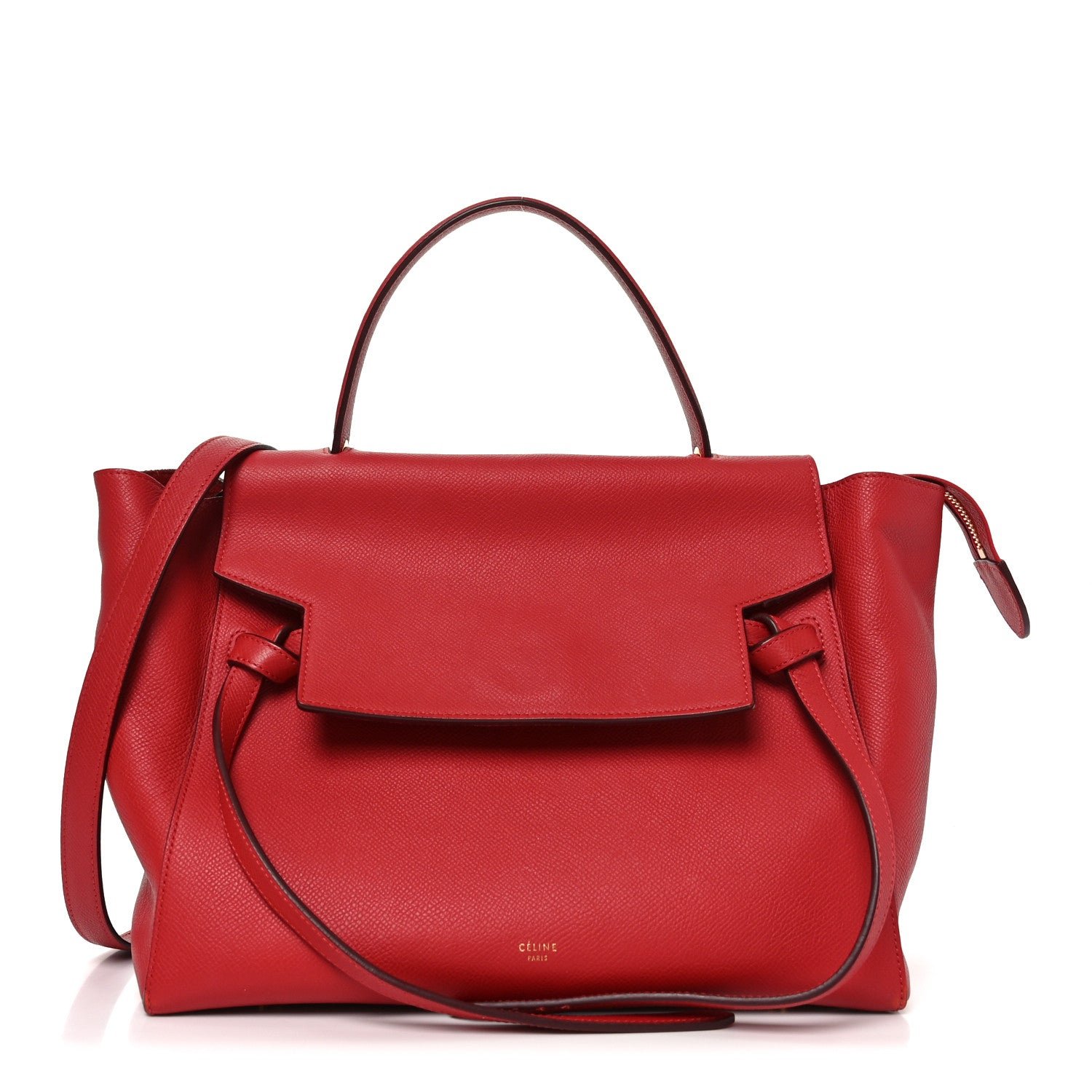 Celine Celine Grained Calfskin Mini Belt Bag Coquelicot