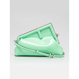 Fendi Edamame Green Patent Leather Midi First Bag - 8BP137