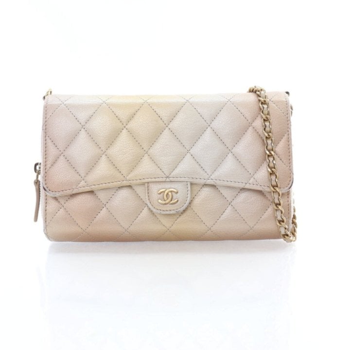 Chanel Metallic Lambskin Phone Holder Wallet On Chain (WOC)