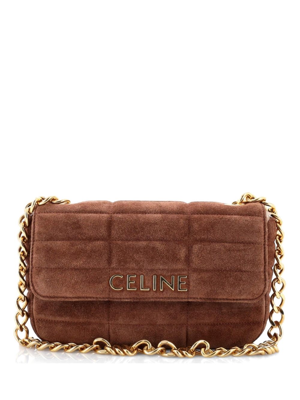 Logo Chain Flap Bag Quilted Suede Small shoulder bag
