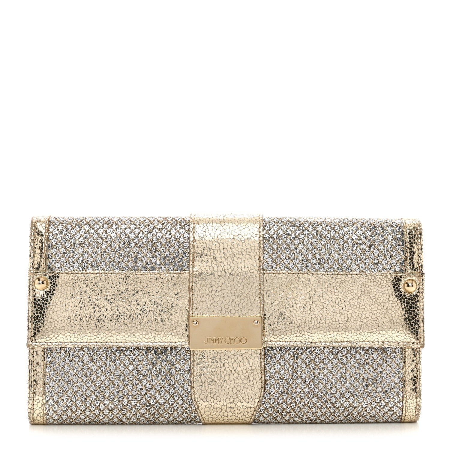 Jimmy Choo Glitter Fabric Reese Clutch Wallet Metallic