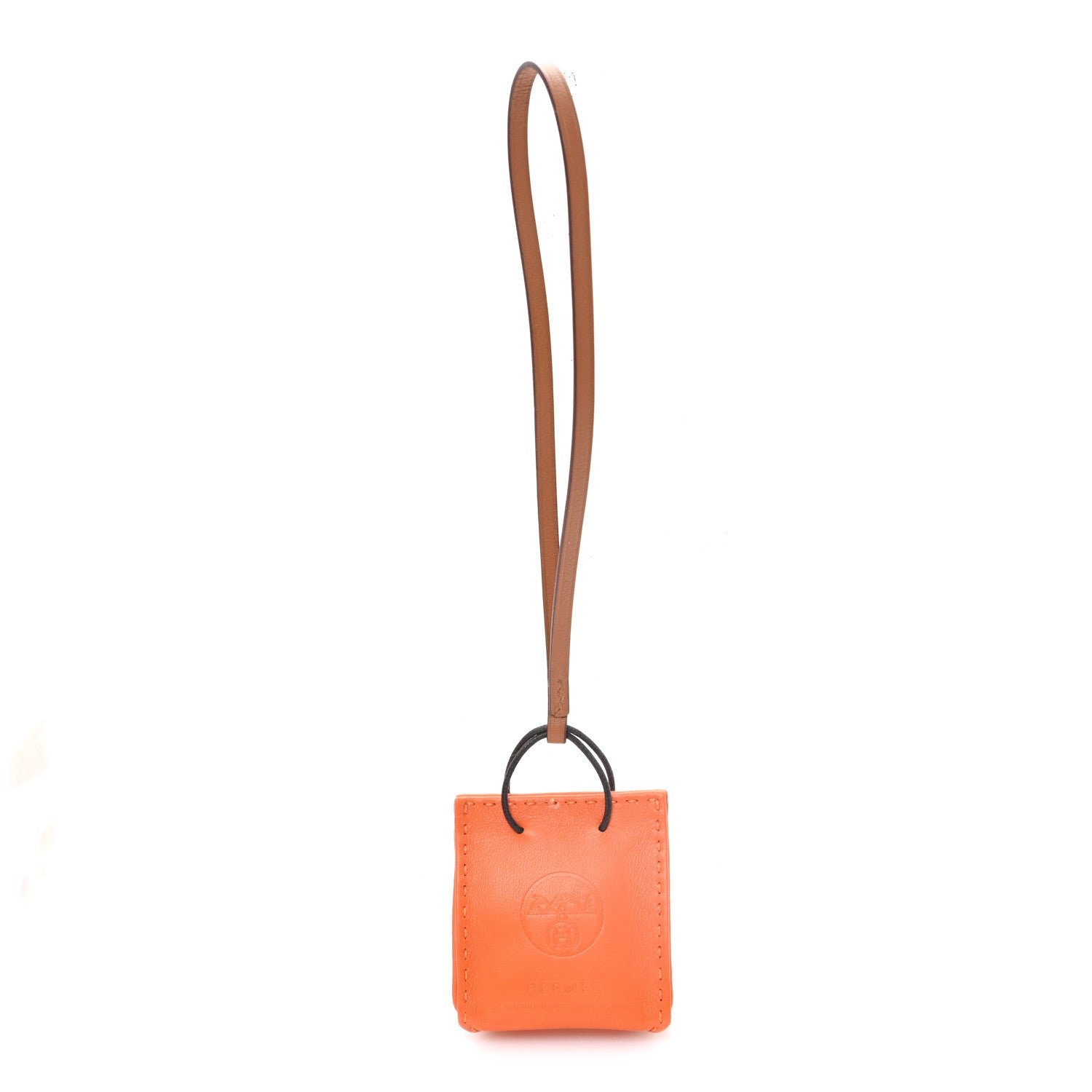 Hermes Milo Lambskin Swift Shopping Bag Charm Feu Gold