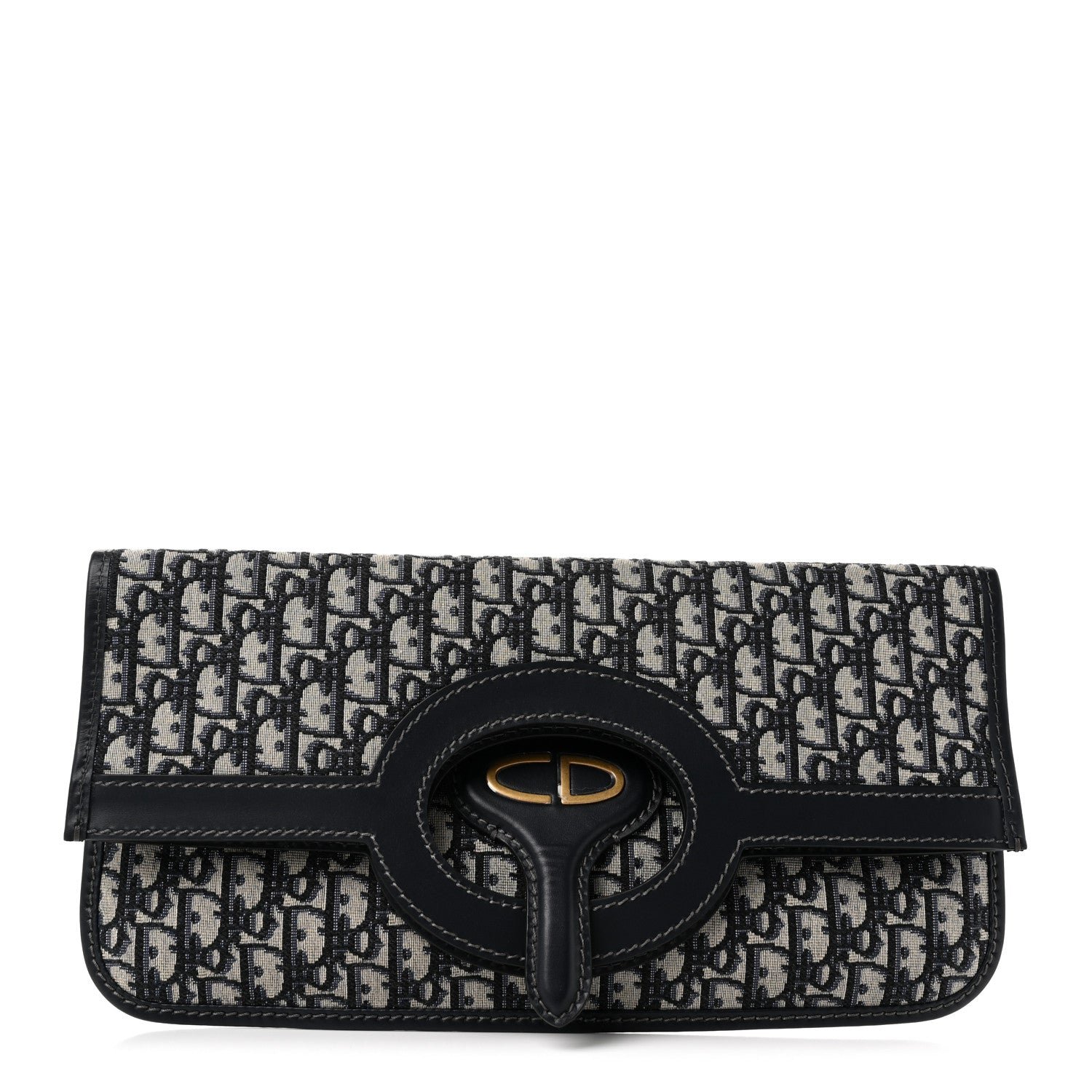 Christian Dior Oblique Fold Over Clutch Blue