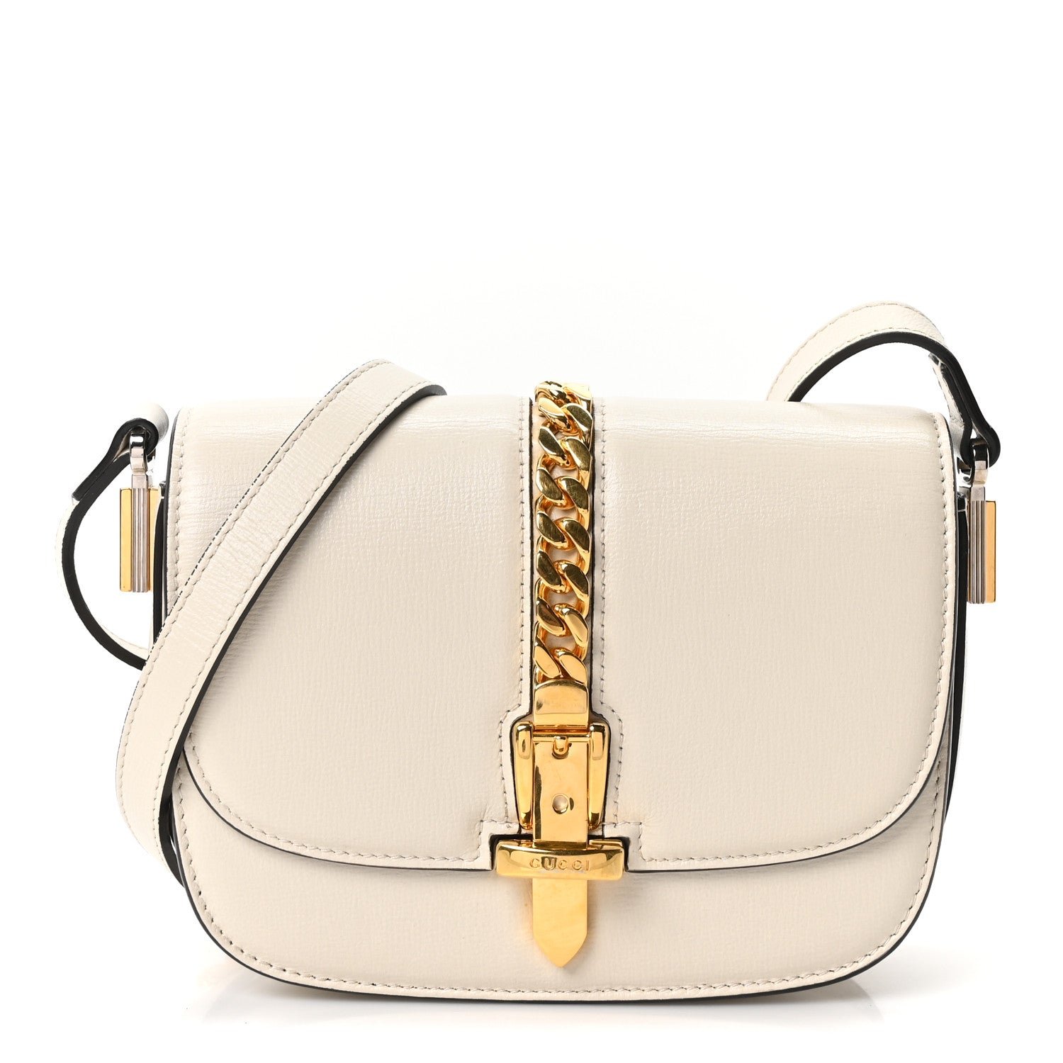 Gucci Azalea Calfskin Mini Sylvie 1969 Flap Messenger Bag Mystic White
