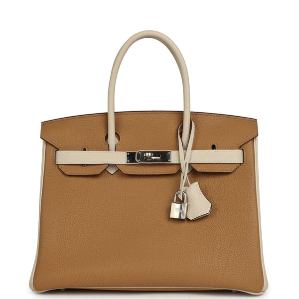 Pre-owned Hermes Special Order (HSS) Birkin 30 Chai, Craie Togo Palladium Hardware