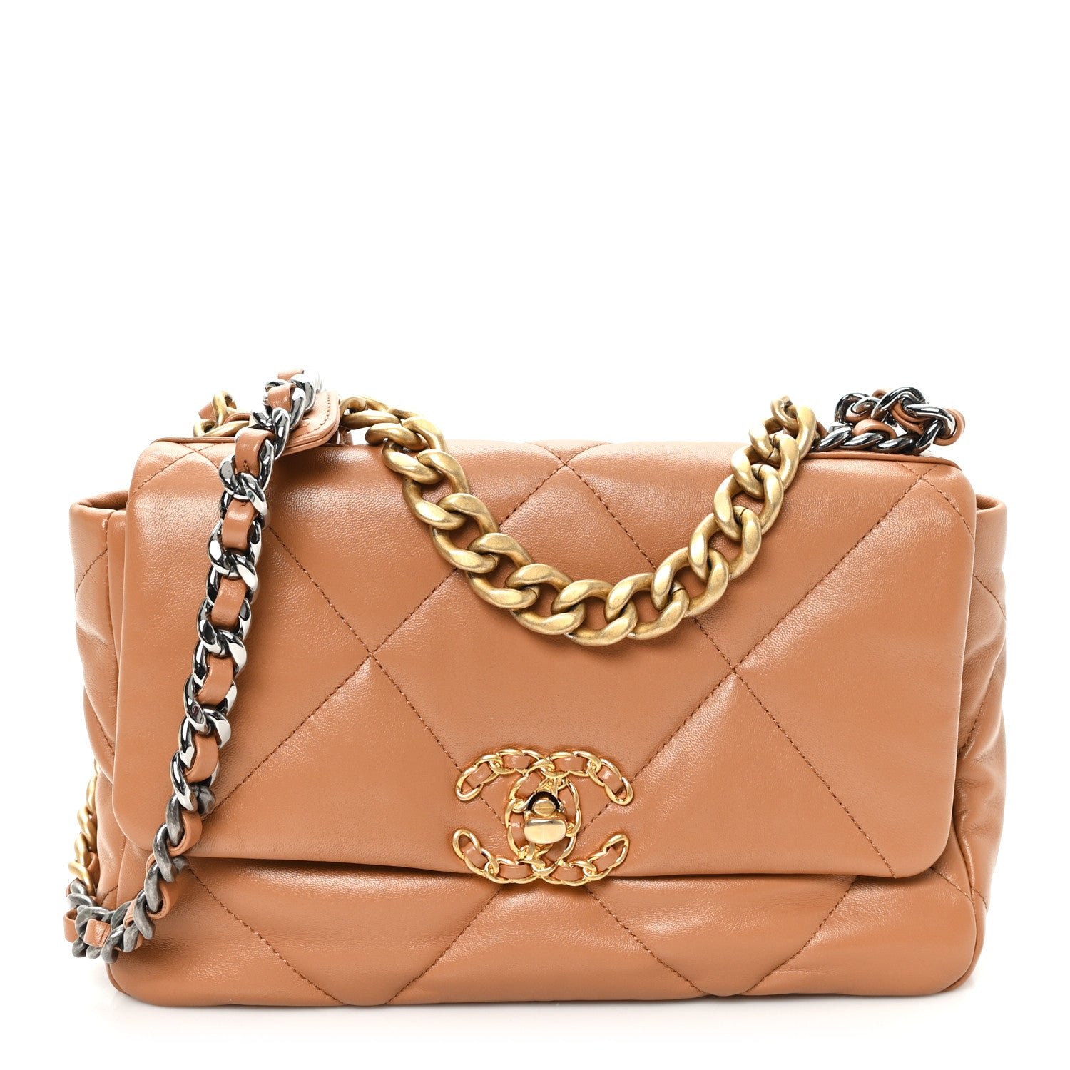 Chanel Lambskin Quilted Medium Chanel 19 Flap Brown